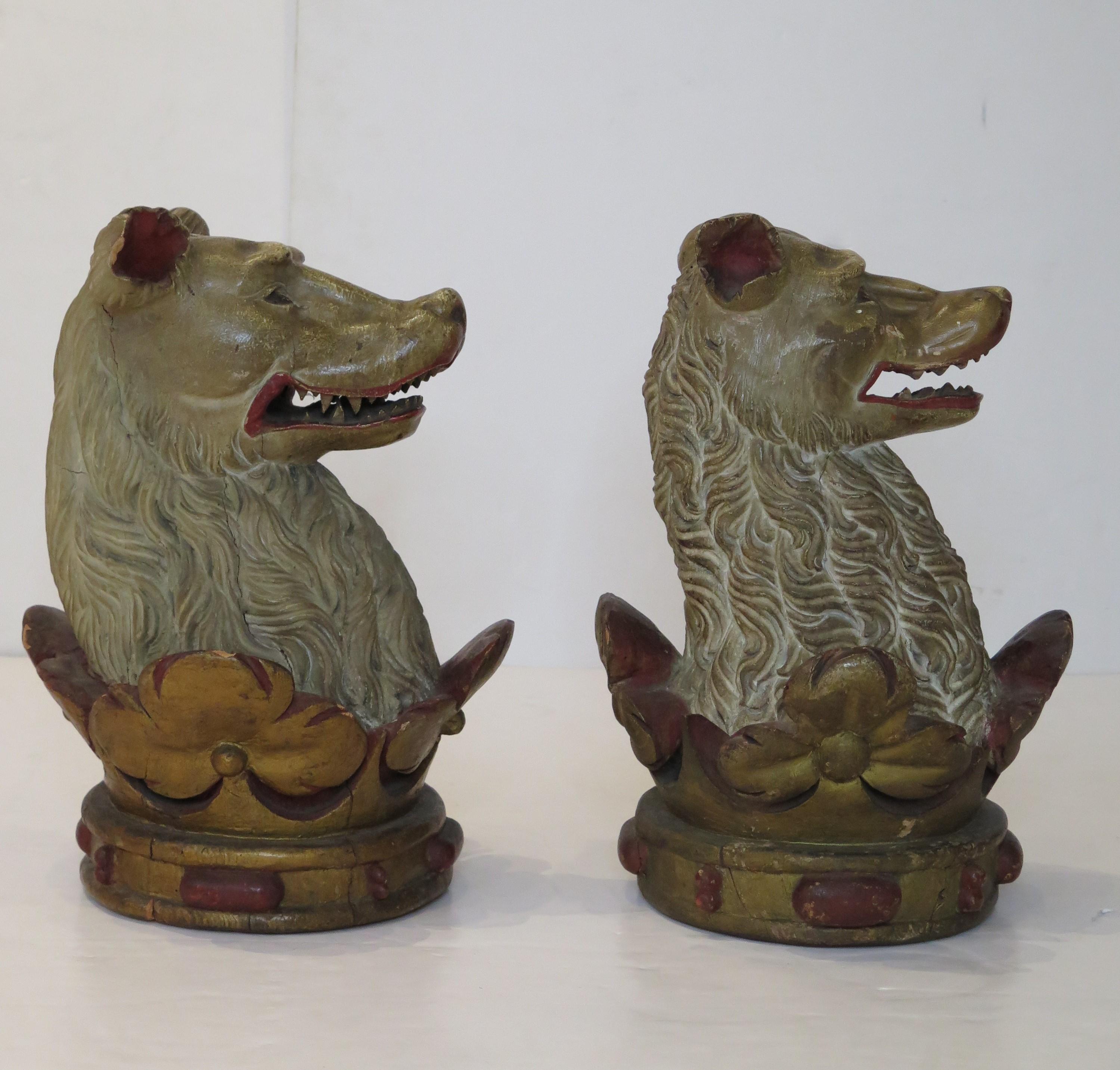 Queen Anne Carved Wood Family Crests ''Out of a Ducal Coronet, Or, a Bear's Head Ppr.