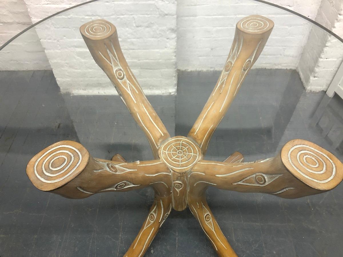 Carved Wood Faux Bois Table In Good Condition For Sale In New York, NY