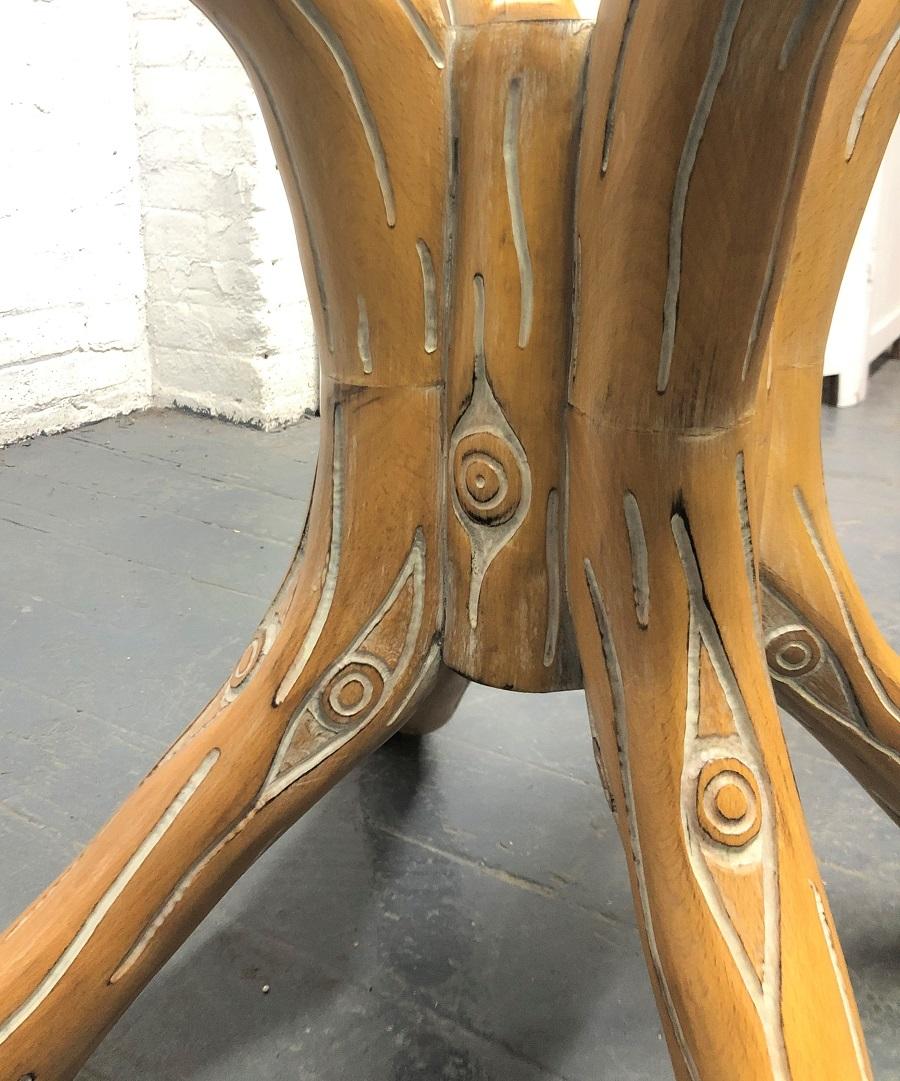 Late 20th Century Carved Wood Faux Bois Table For Sale