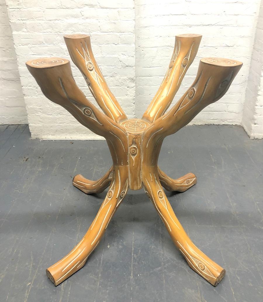 Carved Wood Faux Bois Table For Sale 1
