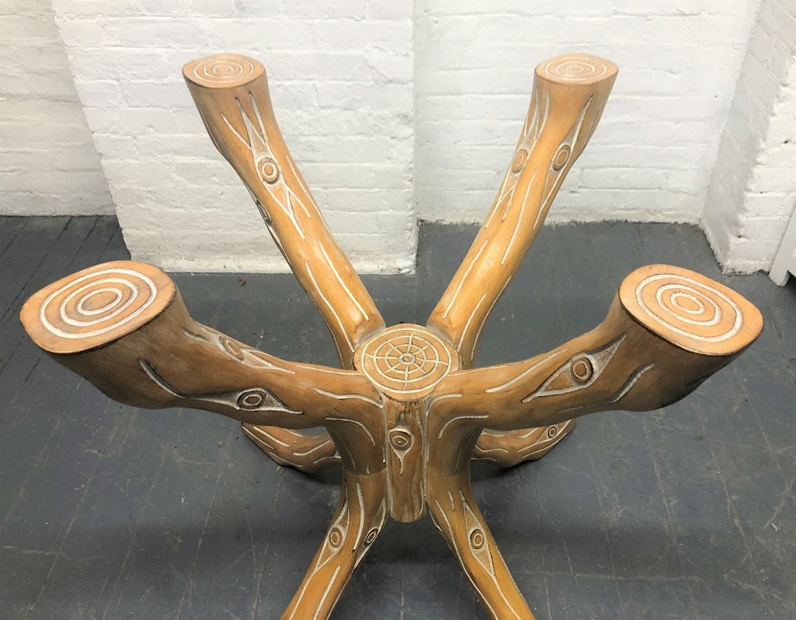 Carved Wood Faux Bois Table For Sale 2