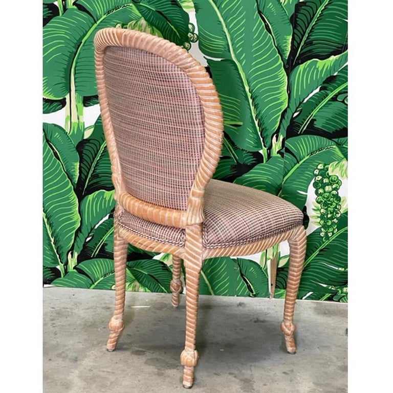 Carved Wood Faux Rope Dining Chairs For Sale at 1stDibs