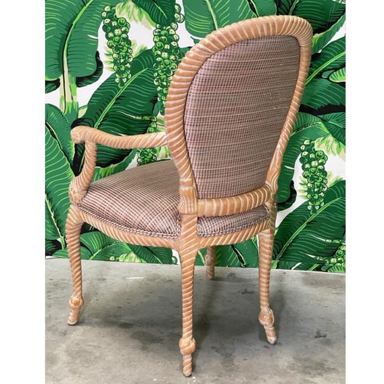 Carved Wood Faux Rope Dining Chairs For Sale at 1stDibs