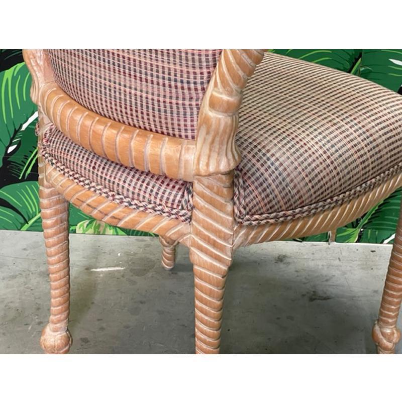 Carved Wood Faux Rope Dining Chairs For Sale 3