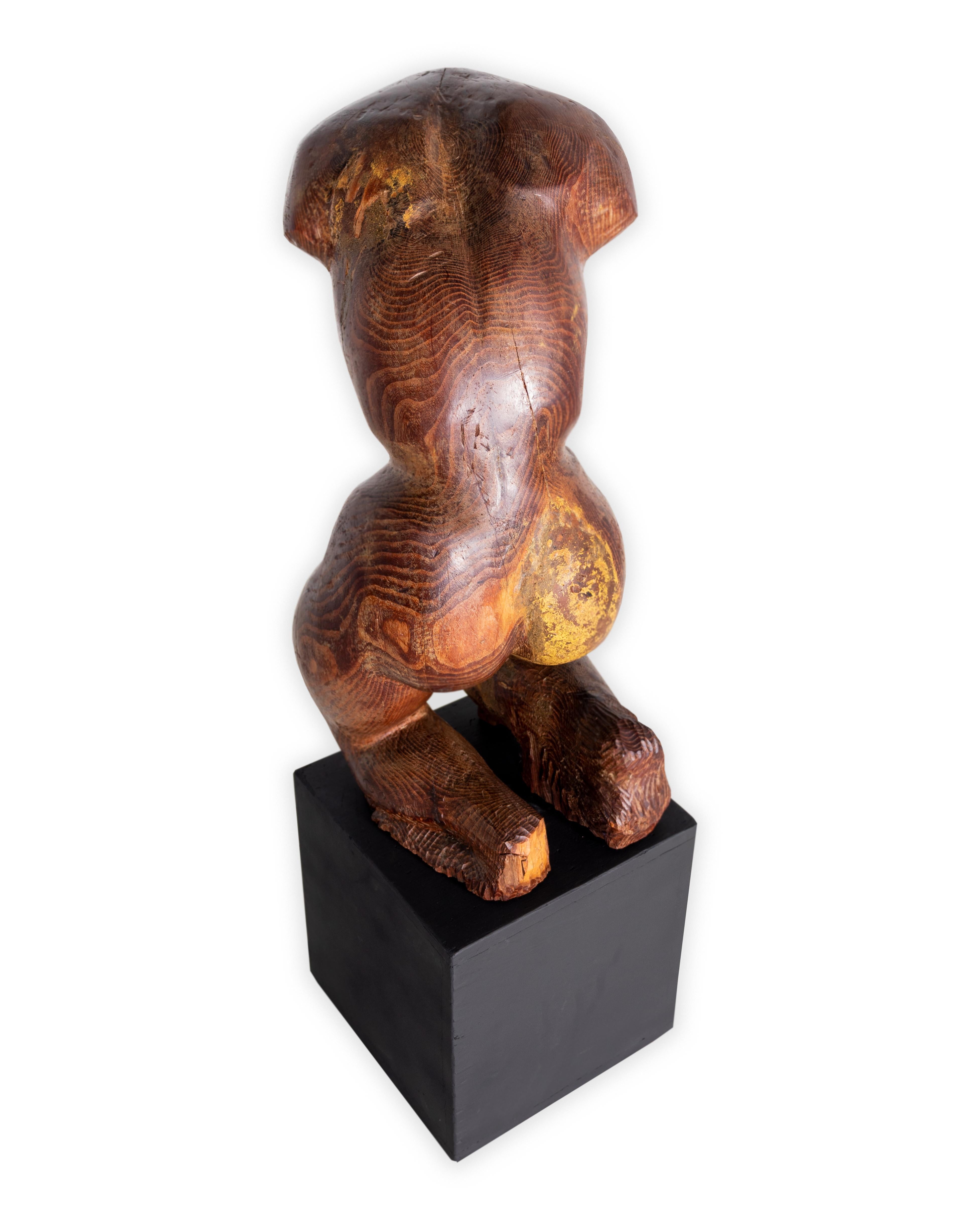Rustic Carved Wood Female Nude Torso Sculpture Artist Unknown