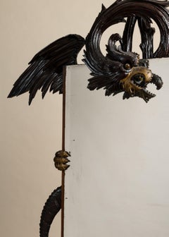 Carved Wood Figural Floor Mirror, France, Late 19th Century