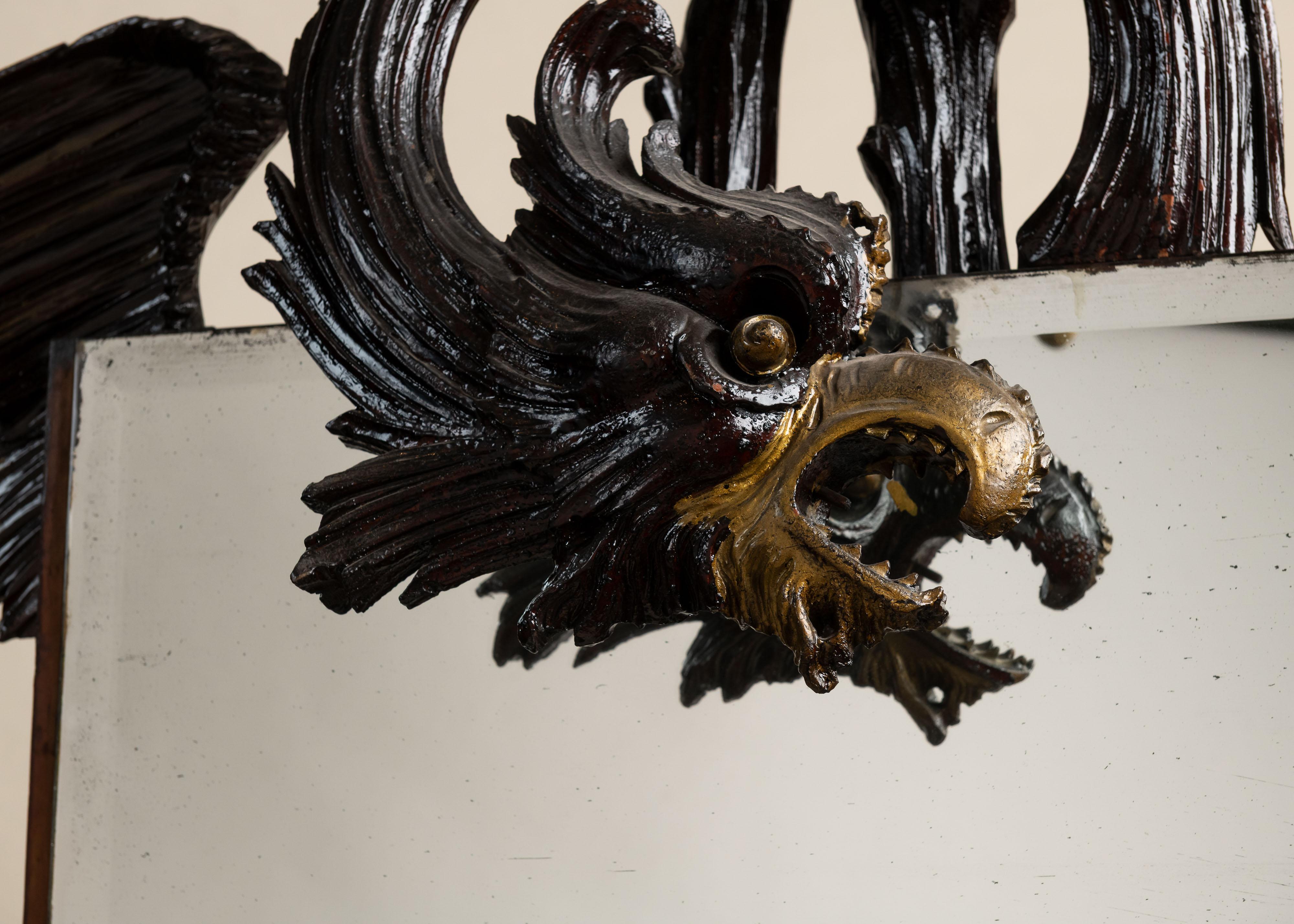 French Carved Wood Figural Floor Mirror, France, Late 19th Century For Sale