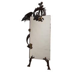 Carved Wood Figural Floor Mirror, France, Late 19th Century