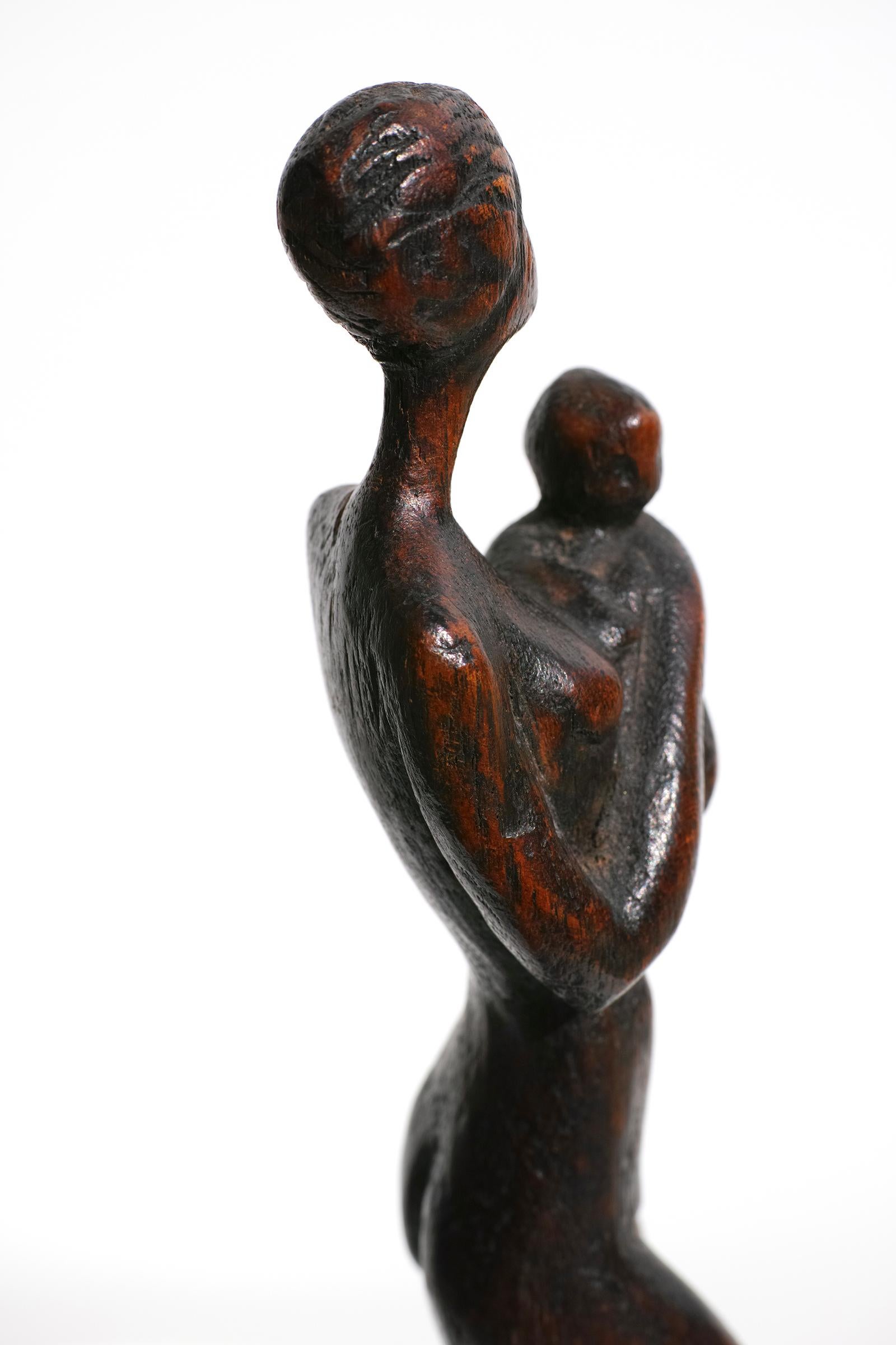 Carved Wood Figural Sculpture of Woman and Child by Otto Pedersen, Denmark 2
