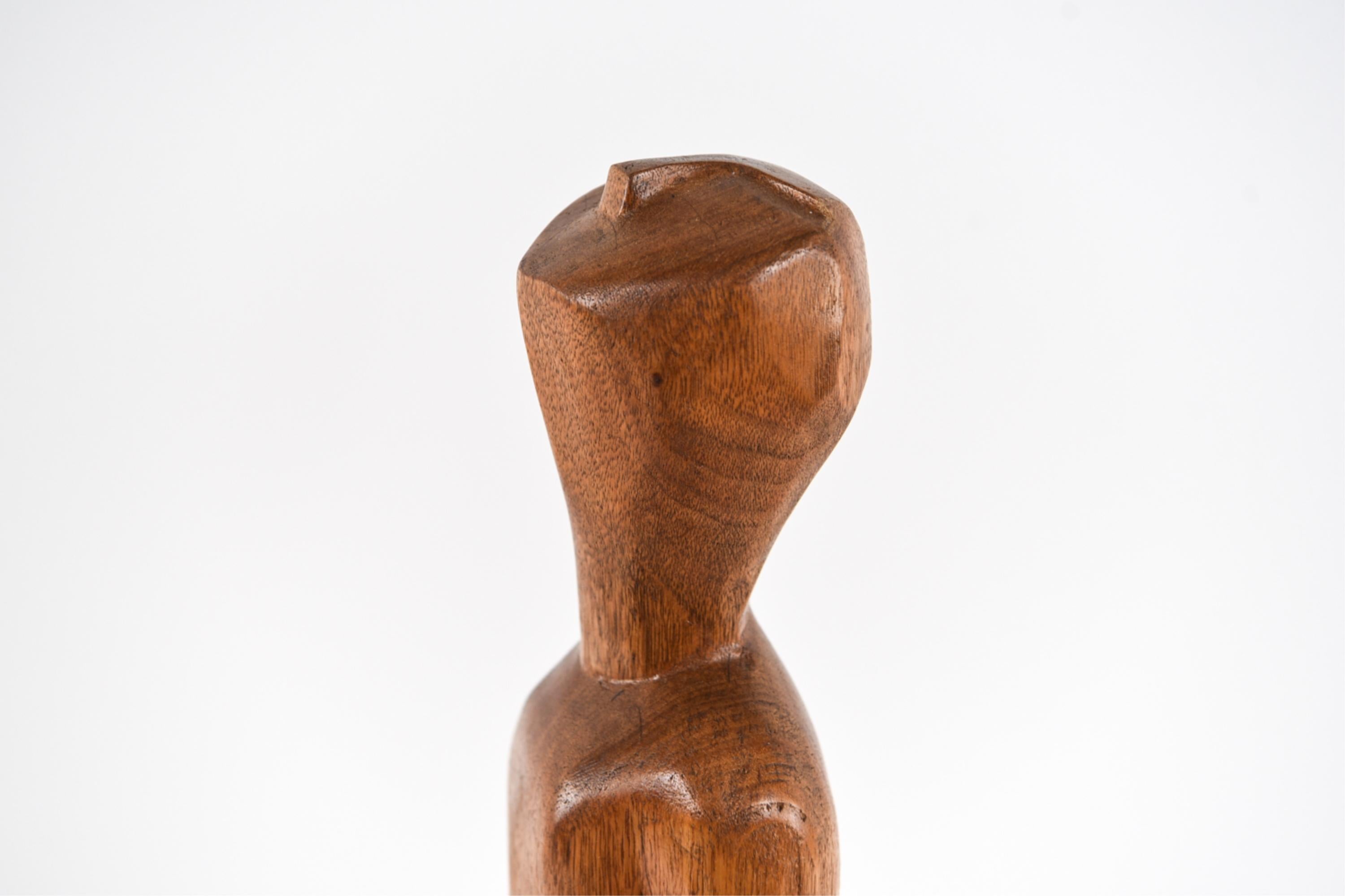 Carved Wood Figurative Sculpture Attributed to Elaine Kaufman Feiner circa 1960s 3