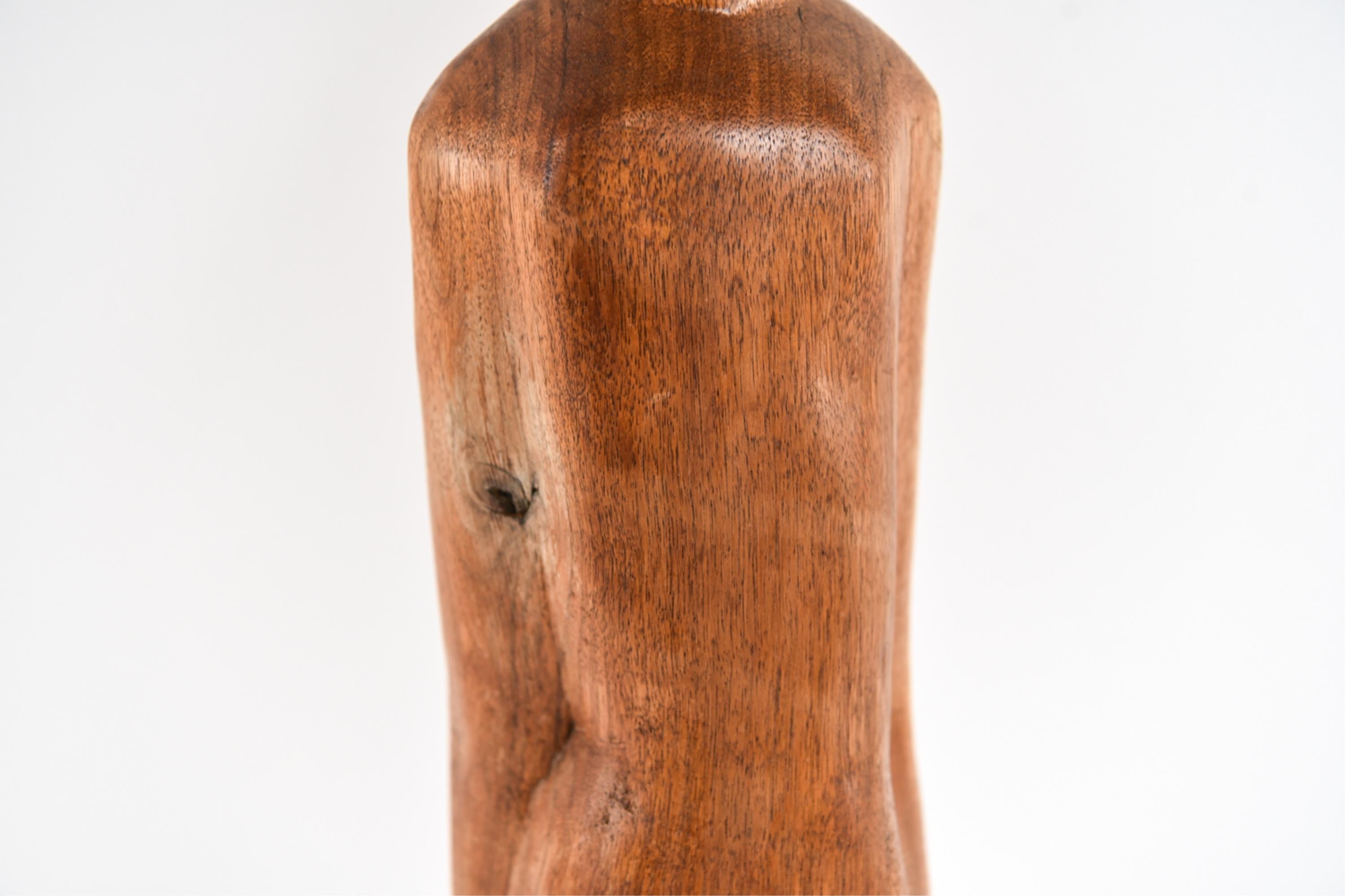 Mid-Century Modern Carved Wood Figurative Sculpture Attributed to Elaine Kaufman Feiner circa 1960s