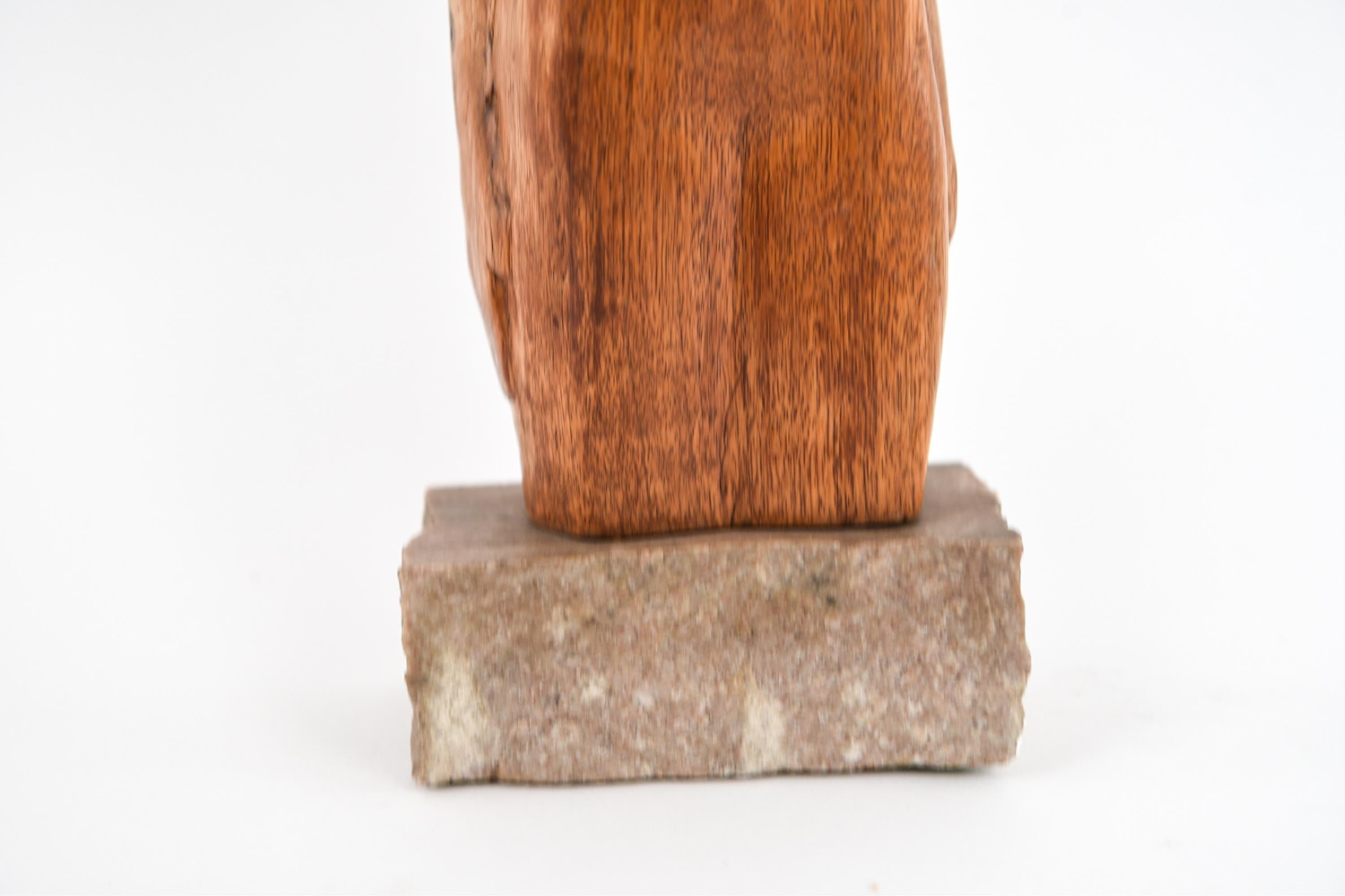 American Carved Wood Figurative Sculpture Attributed to Elaine Kaufman Feiner circa 1960s