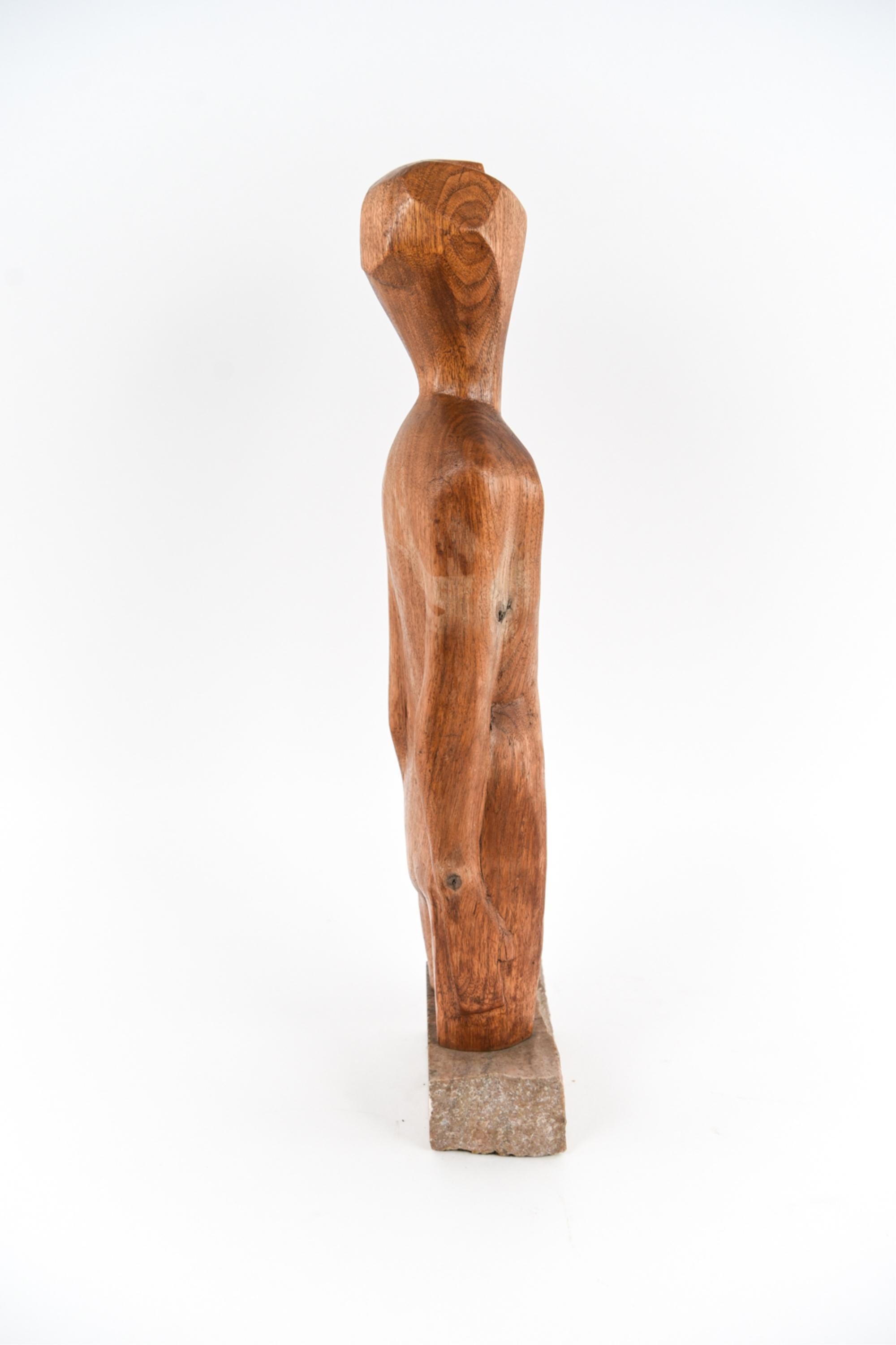 Mid-20th Century Carved Wood Figurative Sculpture Attributed to Elaine Kaufman Feiner circa 1960s