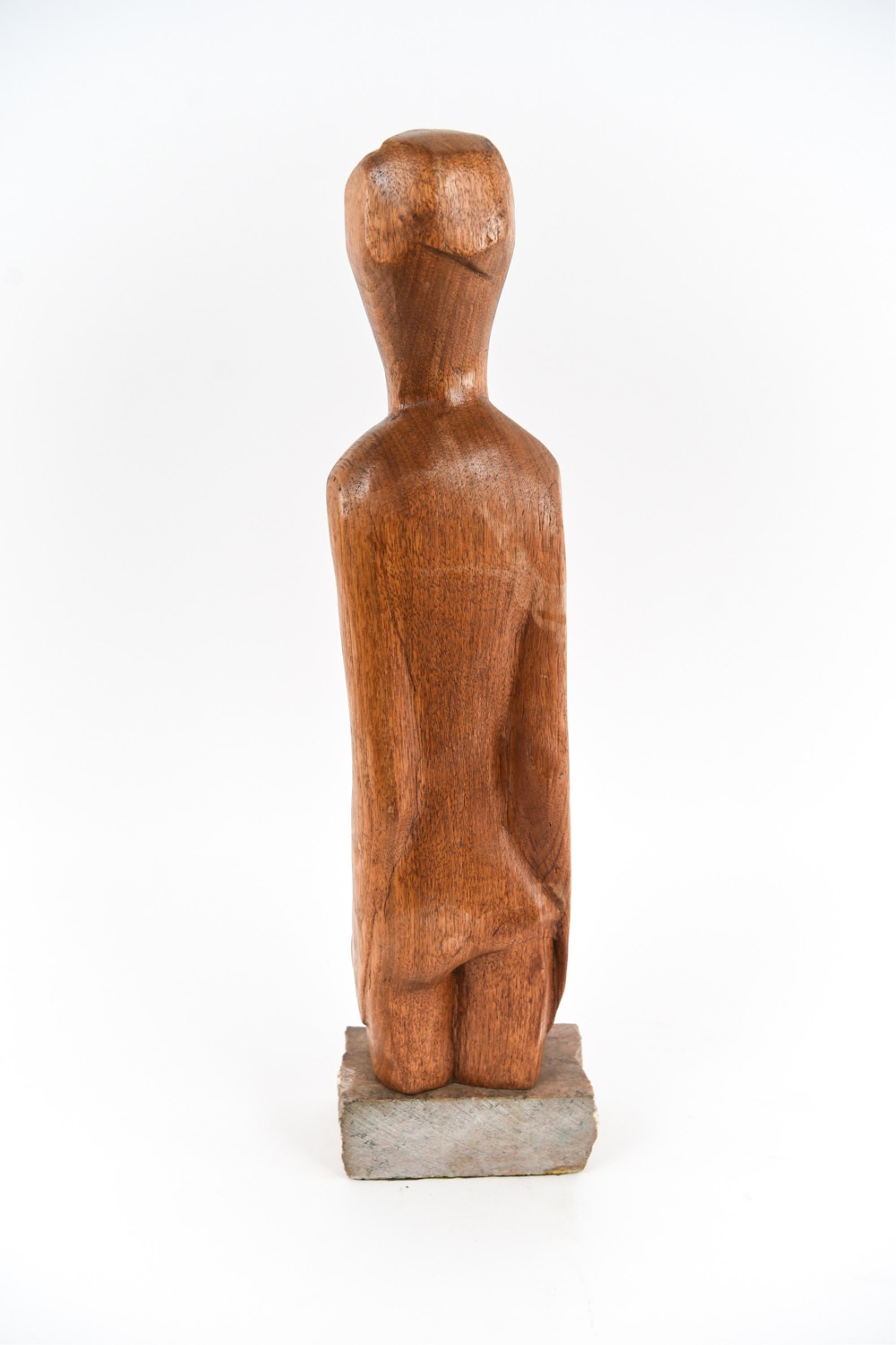 Carved Wood Figurative Sculpture Attributed to Elaine Kaufman Feiner circa 1960s 1