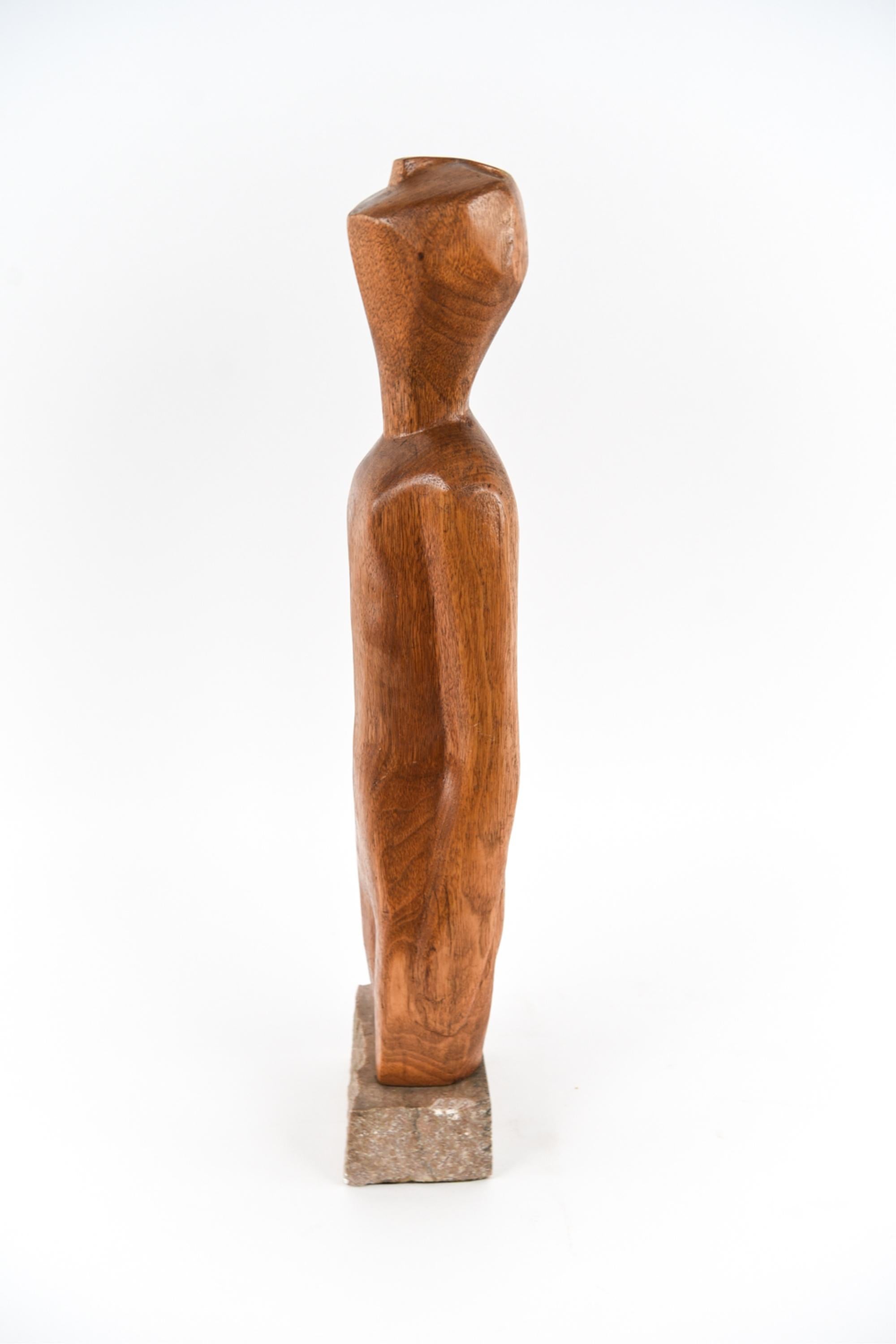 Carved Wood Figurative Sculpture Attributed to Elaine Kaufman Feiner circa 1960s 2