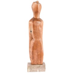 Carved Wood Figurative Sculpture Attributed to Elaine Kaufman Feiner circa 1960s