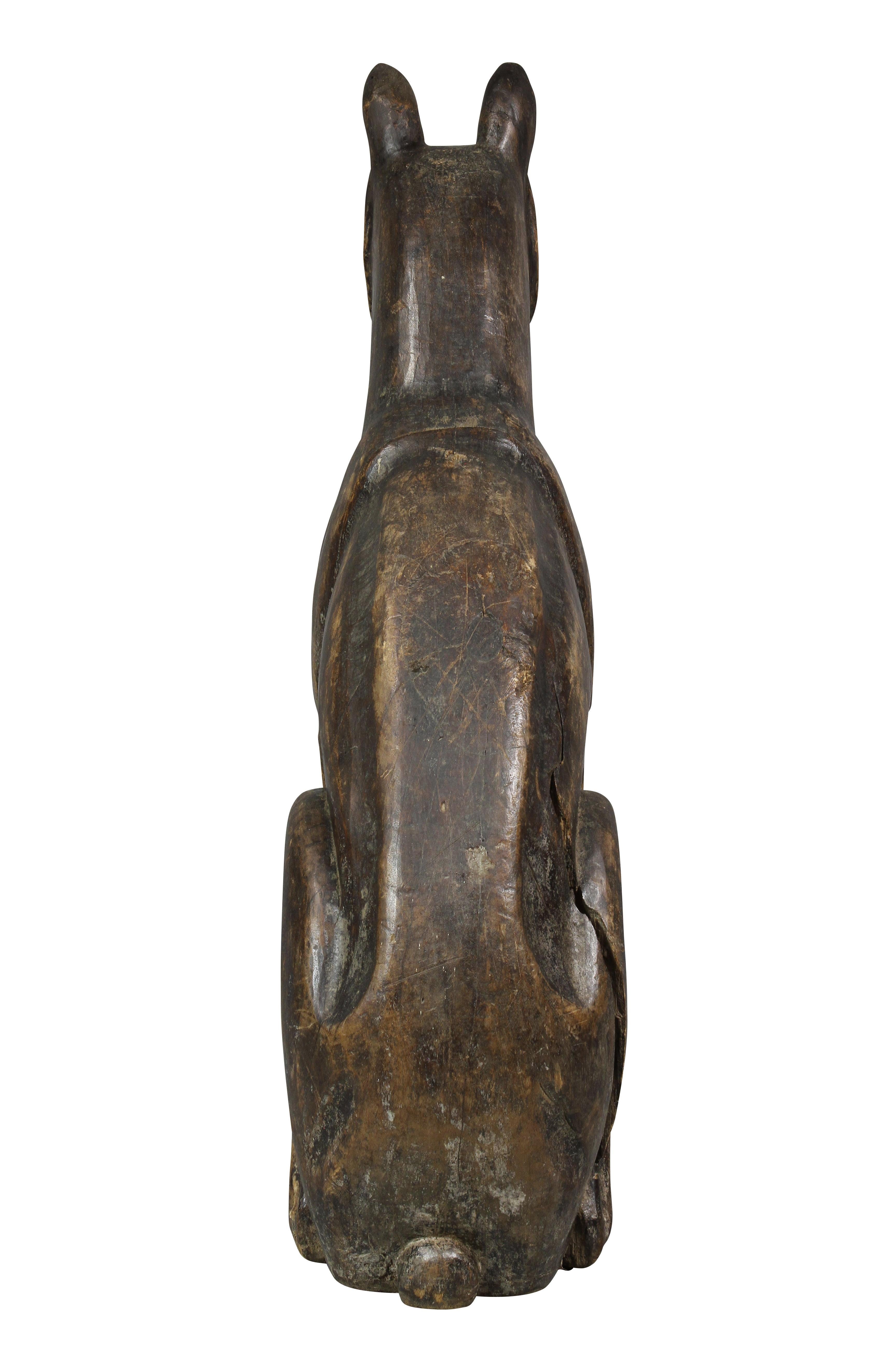 19th Century Carved Wood Figure of a Dog