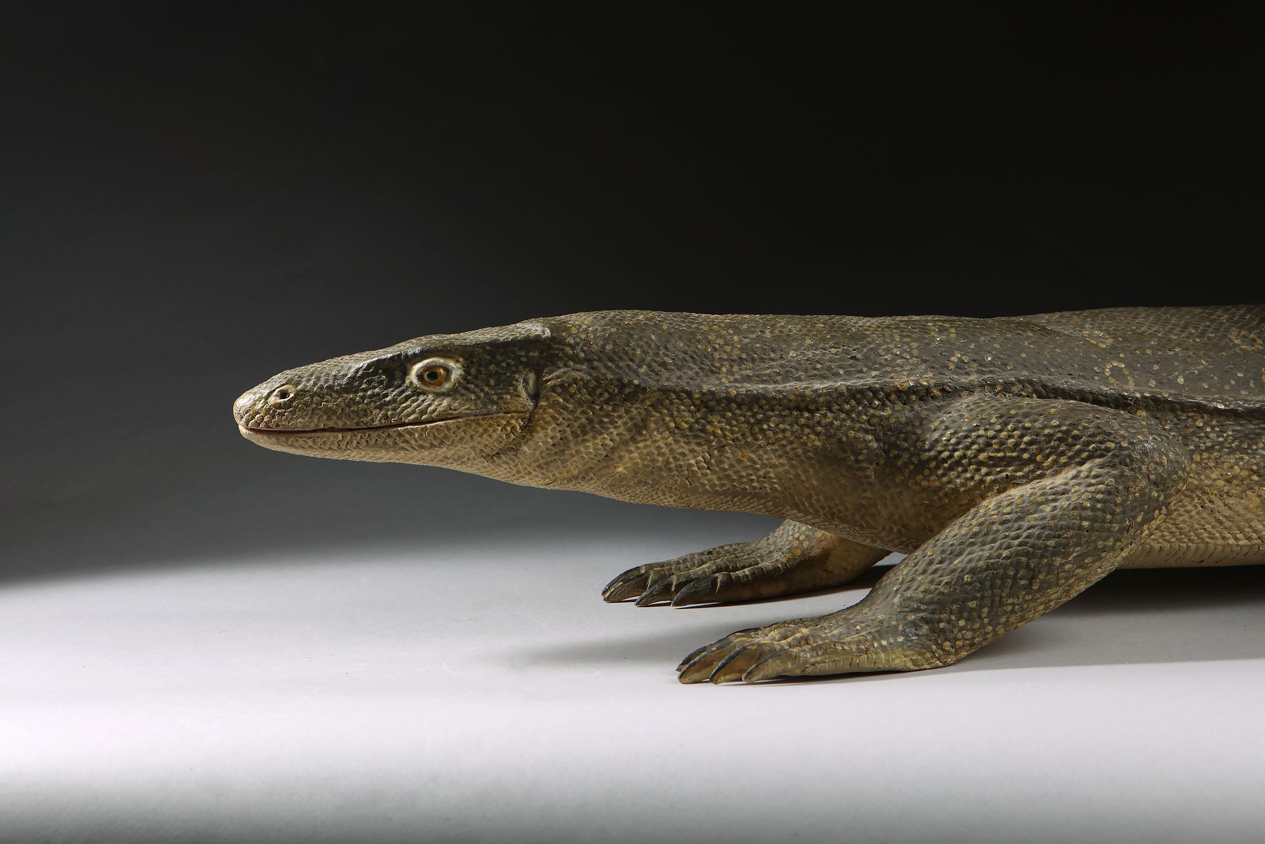 Teak Carved Wood Figure of a Komodo Dragon Lizard, Indonesia, 20th Century For Sale