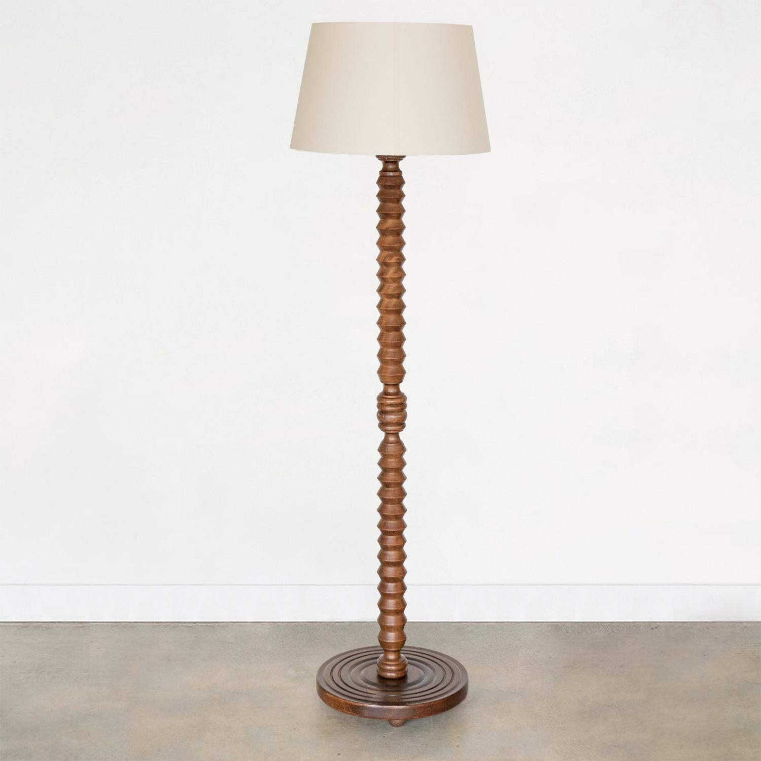 Carved Wood Floor Lamp by Charles Dudouyt In Good Condition In Los Angeles, CA