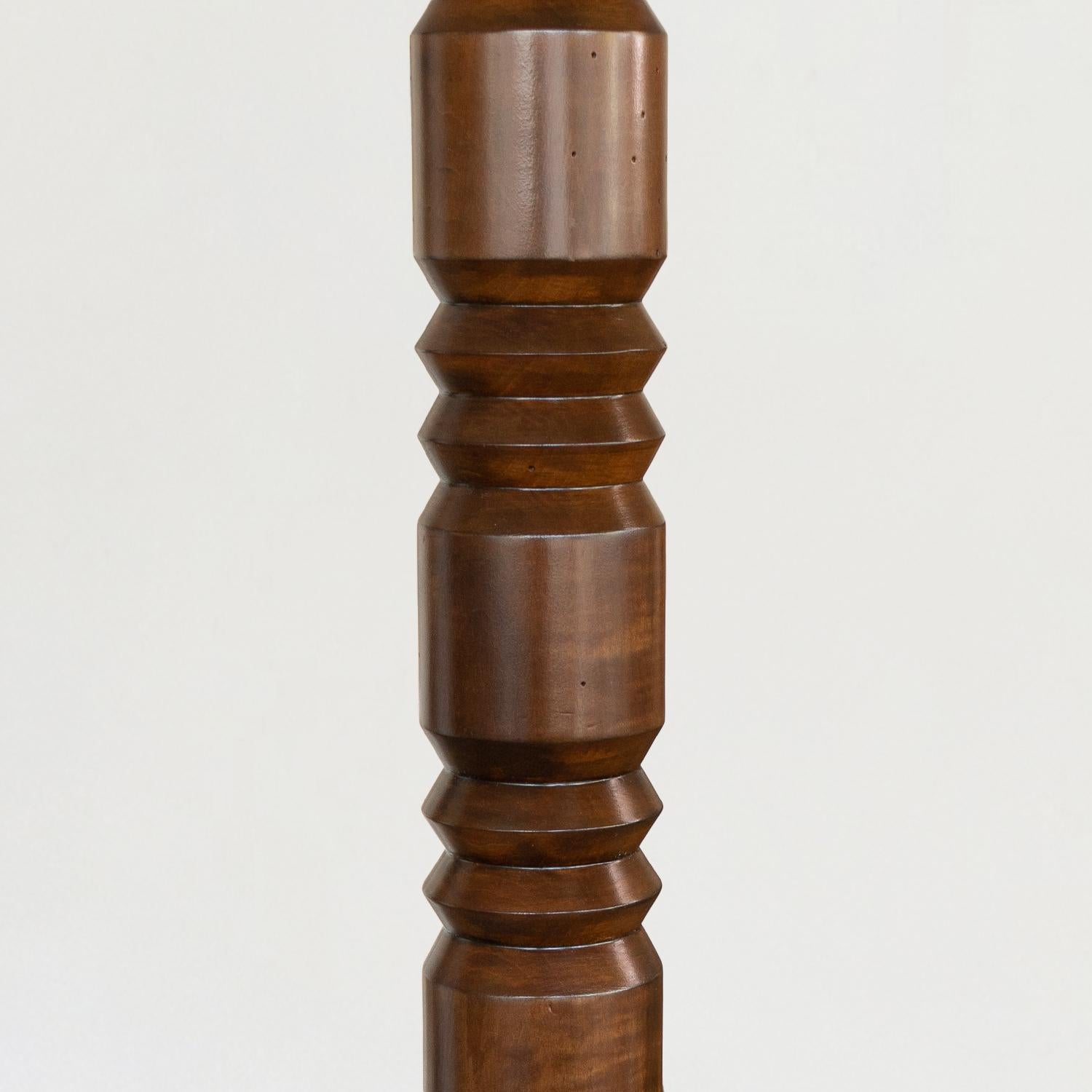 Carved Wood Floor Lamp by Charles Dudouyt In Good Condition In Los Angeles, CA