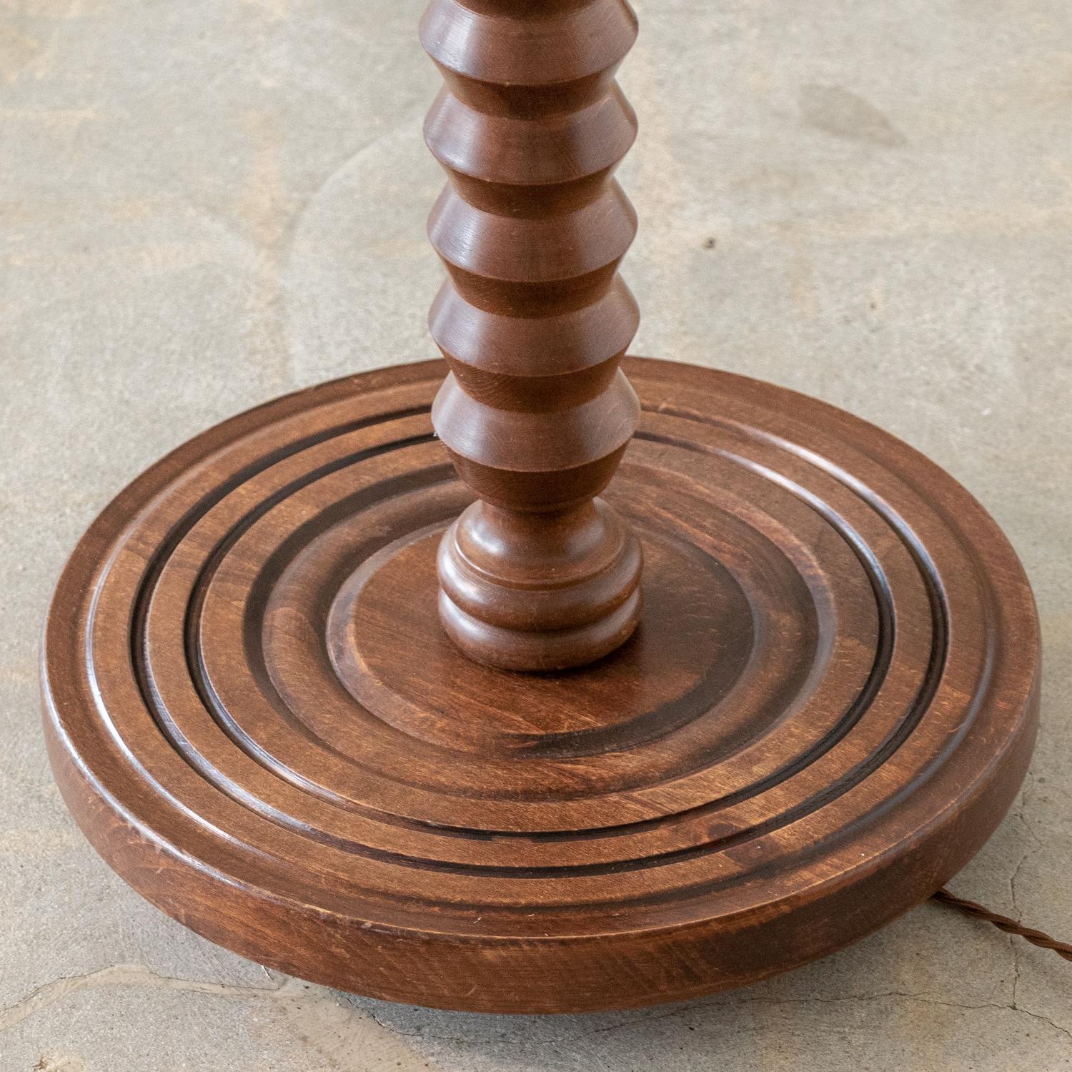 Carved Wood Floor Lamp by Charles Dudouyt 1
