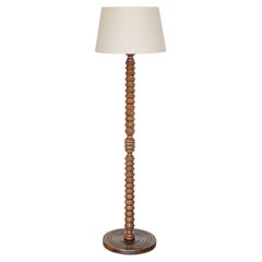 Carved Wood Floor Lamp by Charles Dudouyt