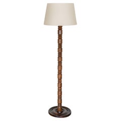 Carved Wood Floor Lamp by Charles Dudouyt