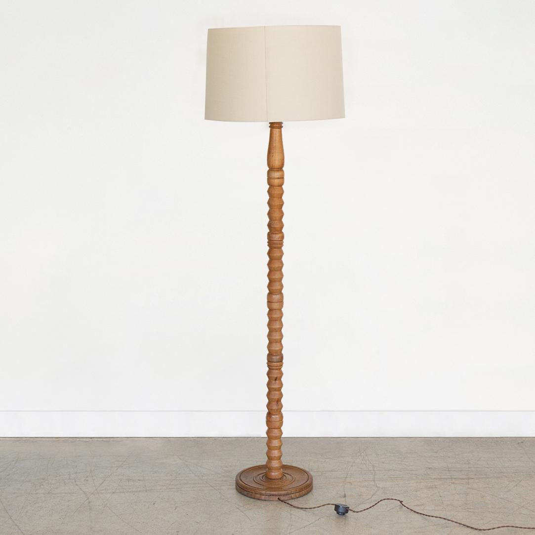 French Carved Wood Floor Lamp in the Style of Charles Dudouyt For Sale