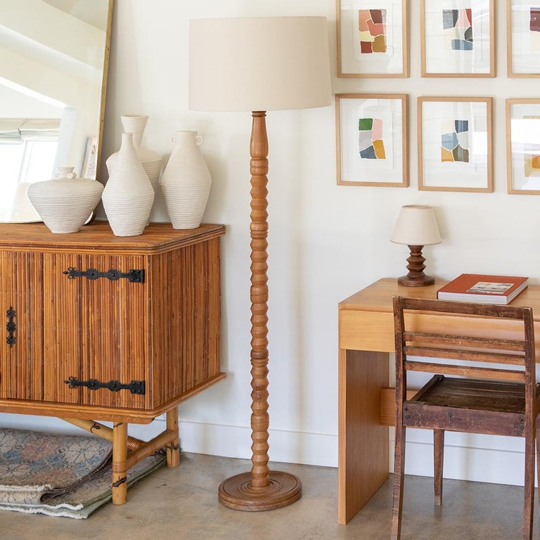 Carved Wood Floor Lamp in the Style of Charles Dudouyt For Sale at 1stDibs