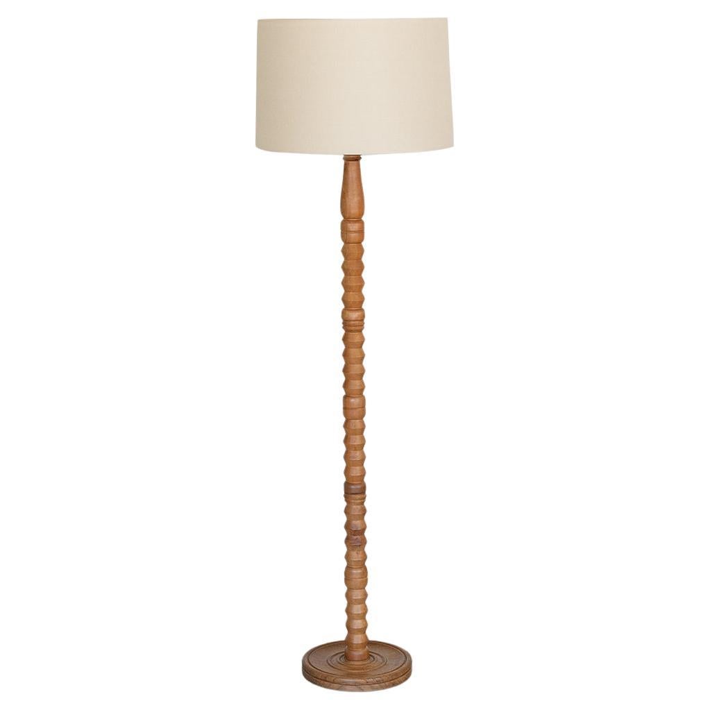 Carved Wood Floor Lamp in the Style of Charles Dudouyt For Sale