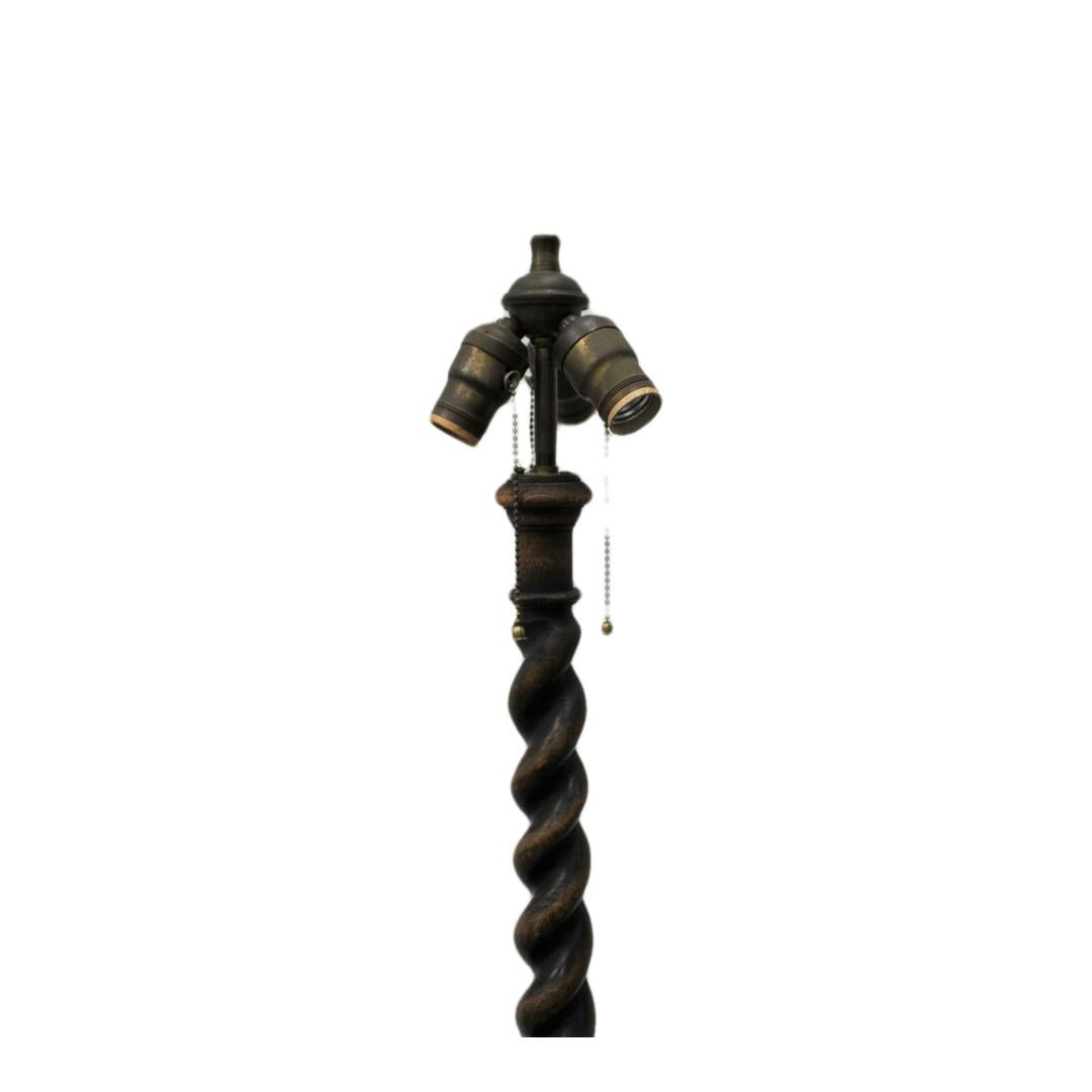 Carved Wood Floor Lamp w/ Carved Spiral Design For Sale 3