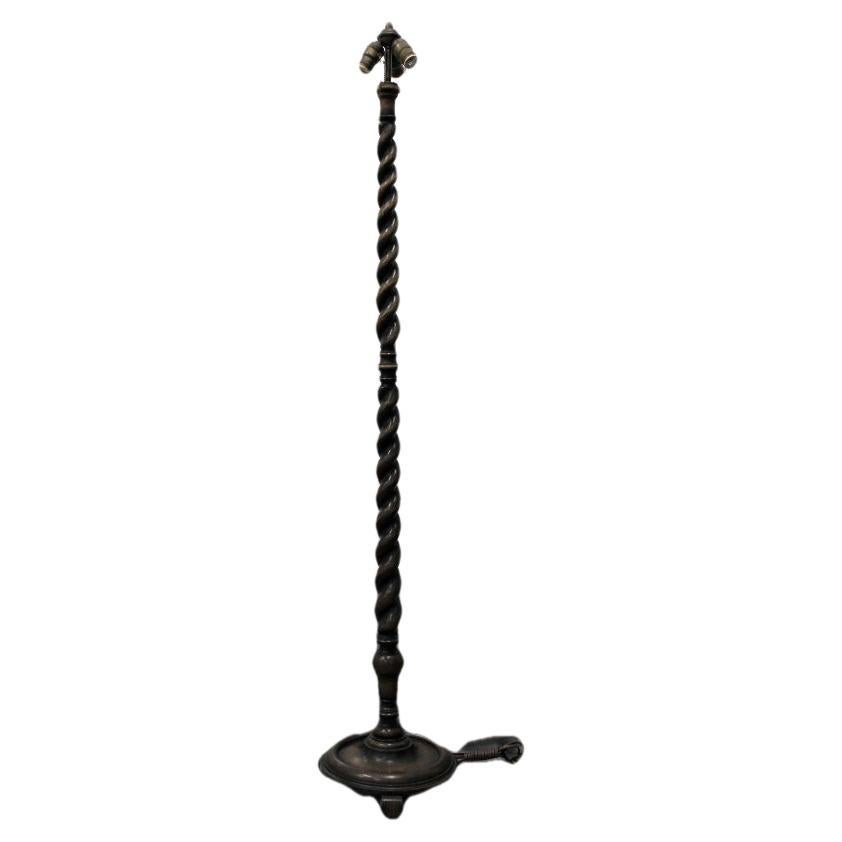 Carved Wood Floor Lamp w/ Carved Spiral Design