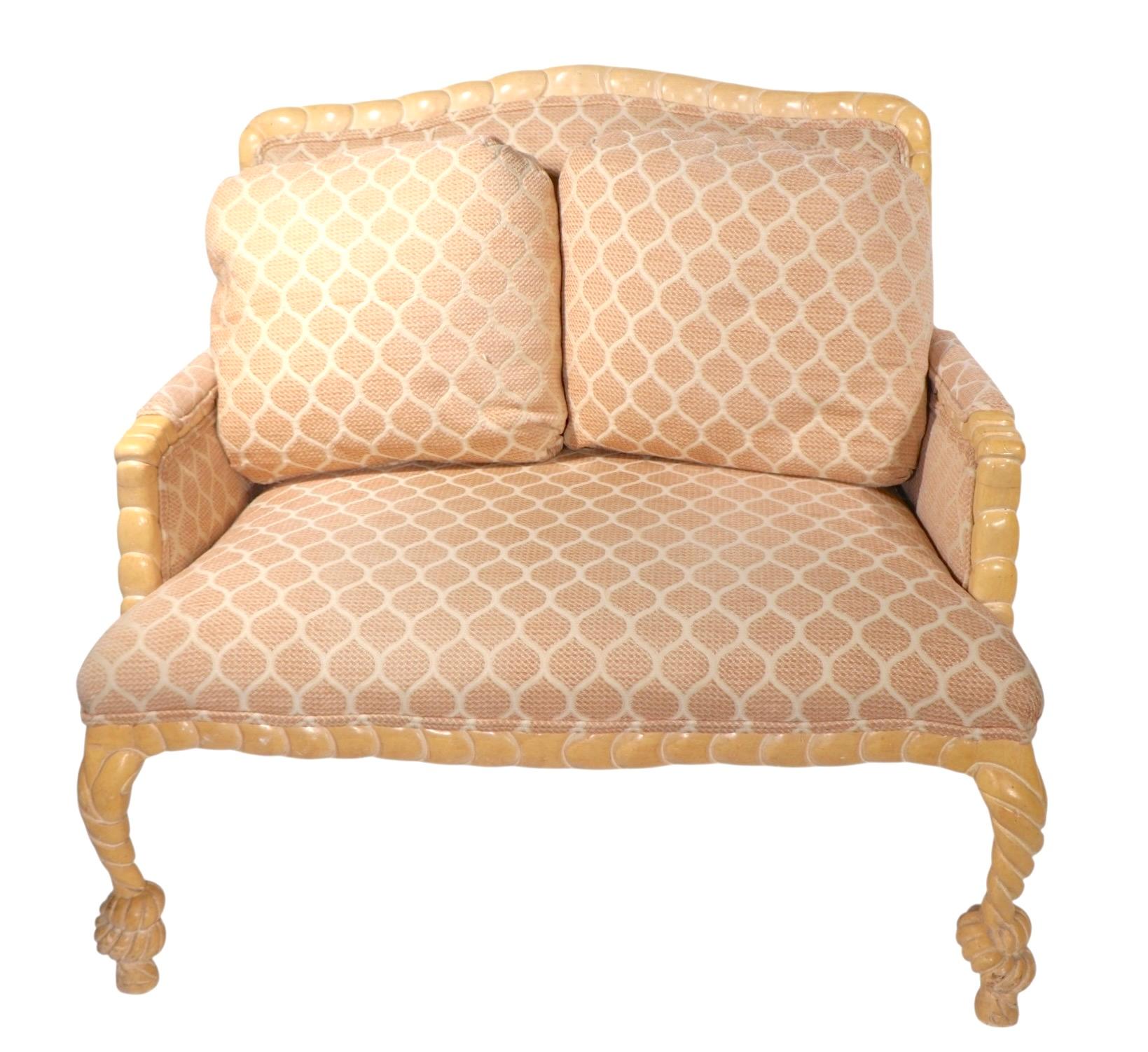 Schnitzerei Wood Frame Rope Tassel Loveseat  Sofa nach AME Fournier Hergestellt in Italien im Angebot 2