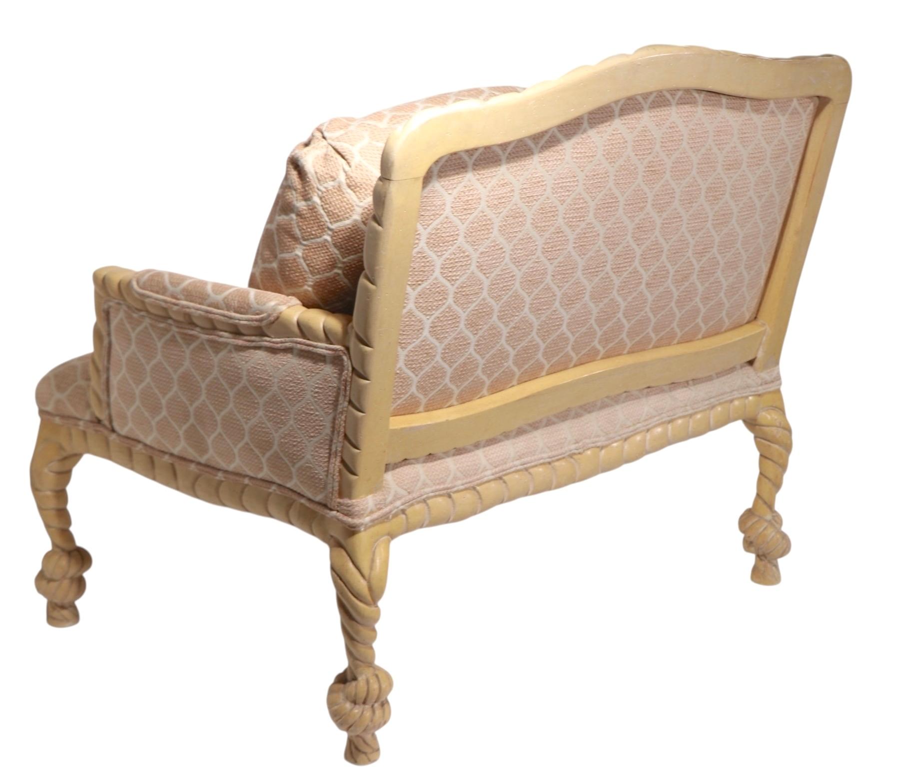 Schnitzerei Wood Frame Rope Tassel Loveseat  Sofa nach AME Fournier Hergestellt in Italien (Italienisch) im Angebot