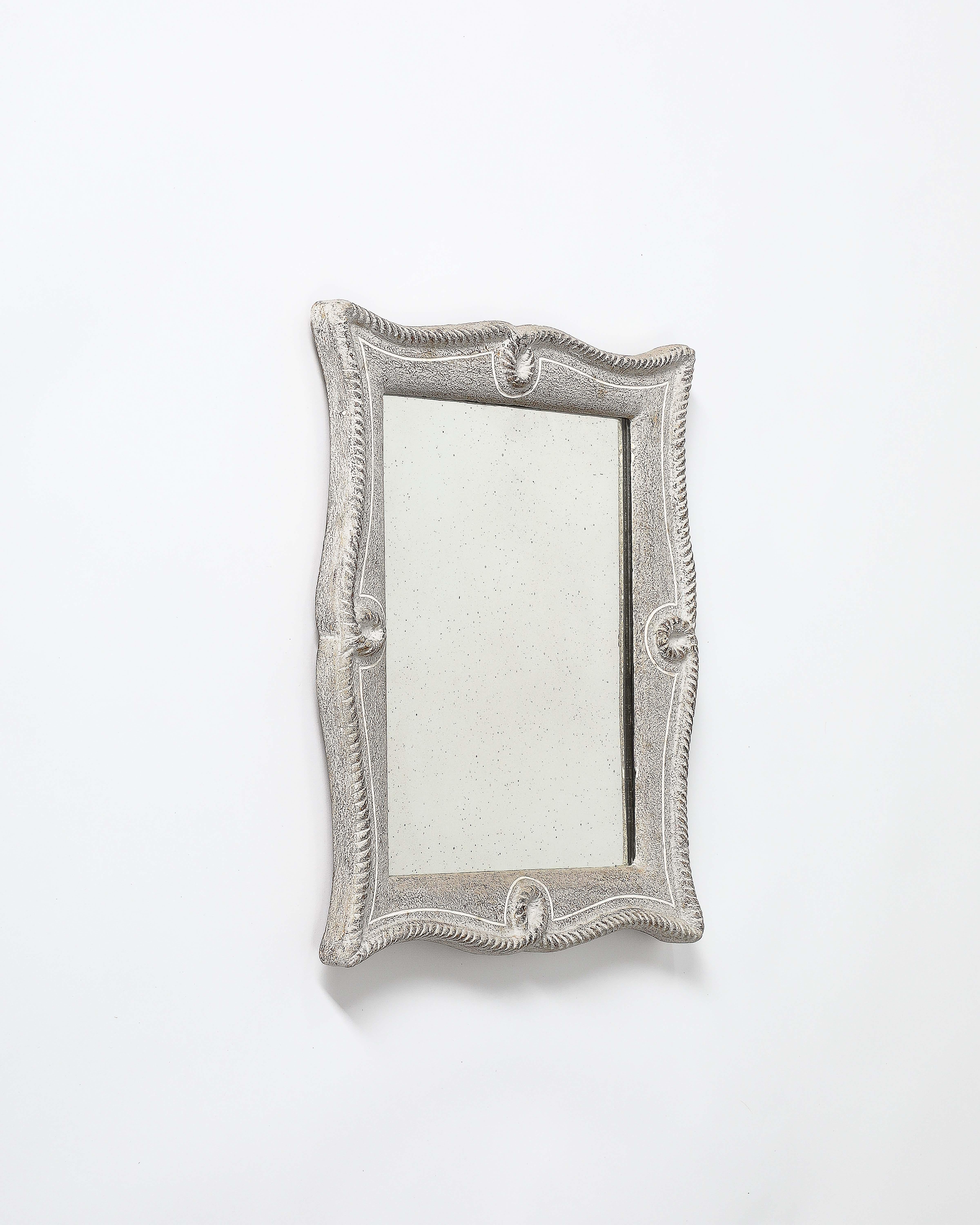 French Carved Wood Framed Mirror by E. Bouche, France, c. 1930