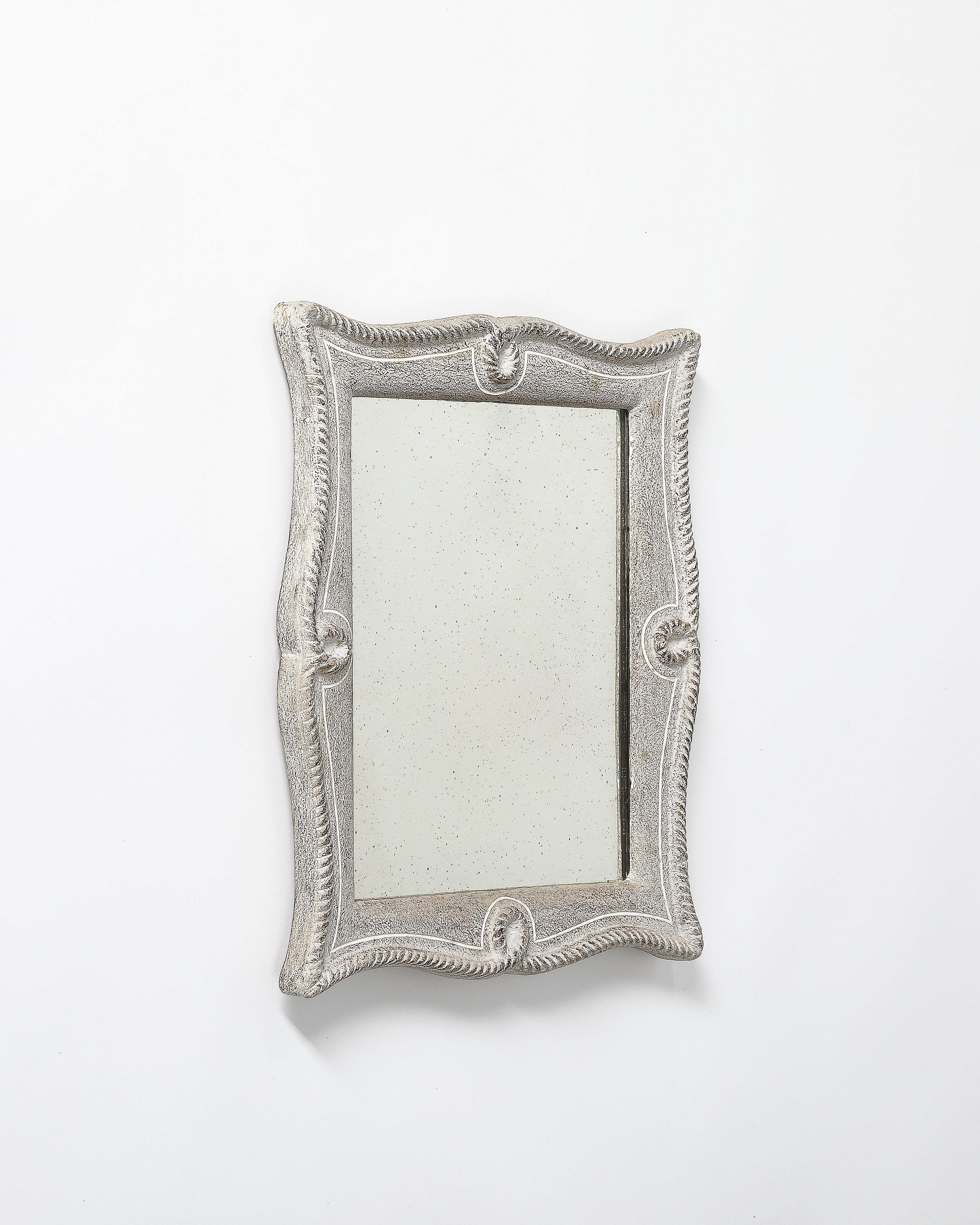 Carved Wood Framed Mirror by E. Bouche, France, c. 1930 In Excellent Condition In New York City, NY