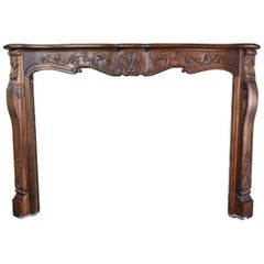 Vintage Carved Wood French Style Mantel