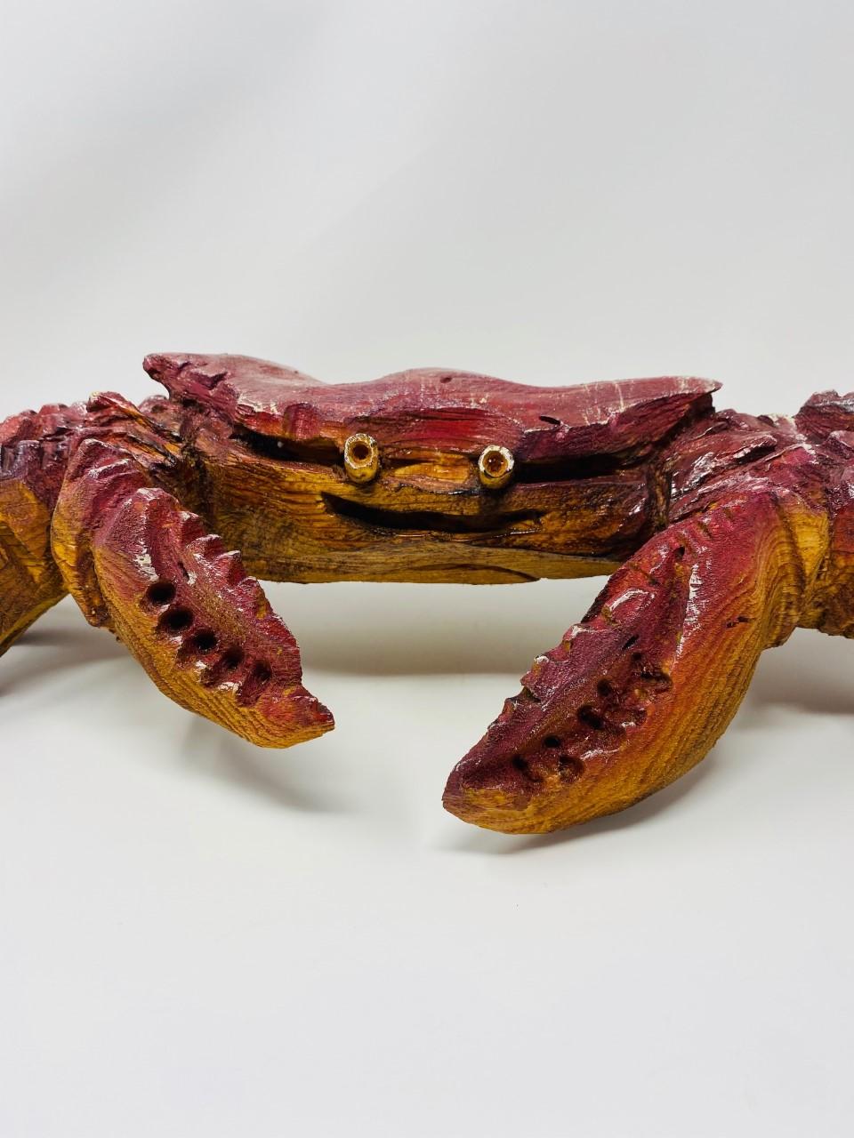 Folk Art Carved Wood Giant Crab Sculpture