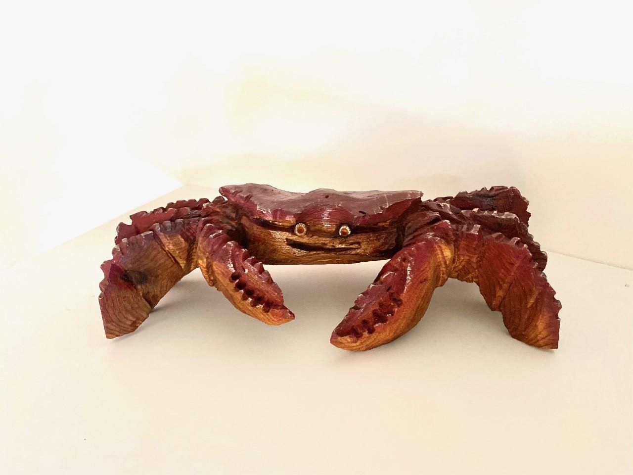 American Carved Wood Giant Crab Sculpture