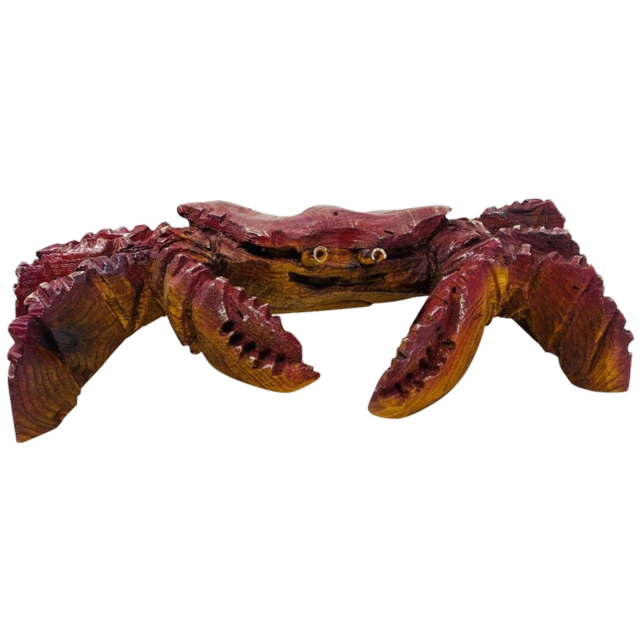 Carved Wood Giant Crab Sculpture