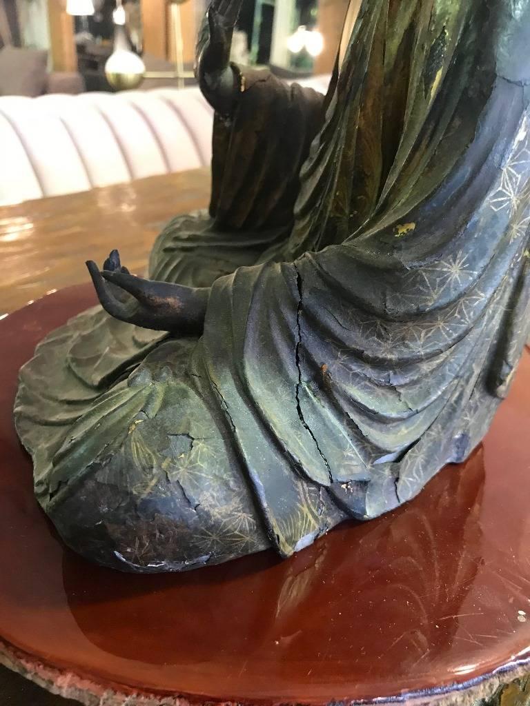 Carved Wood Gilt-Lacquered Sculpture of Seated Japanese Edo Buddha Amida Nyorai For Sale 6