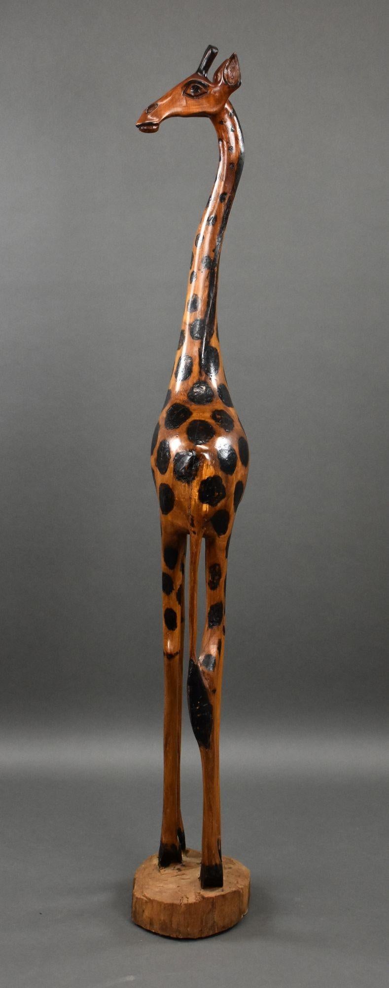 20th Century Carved Wood Giraffe