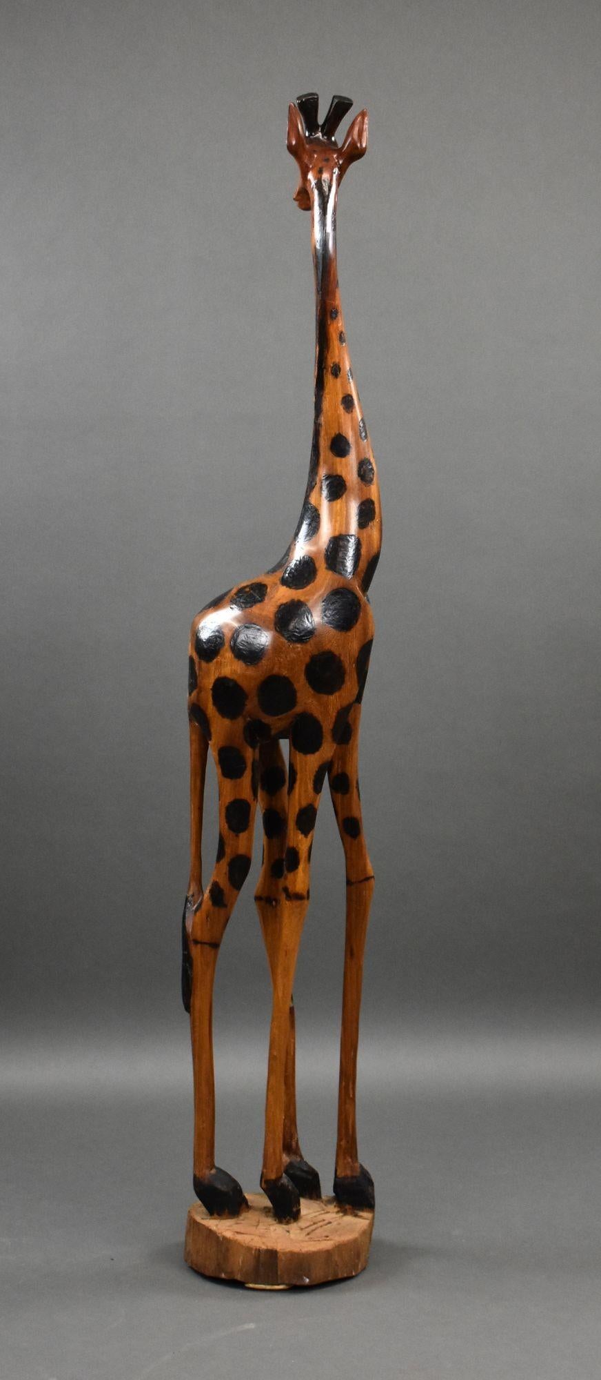 Olive Carved Wood Giraffe