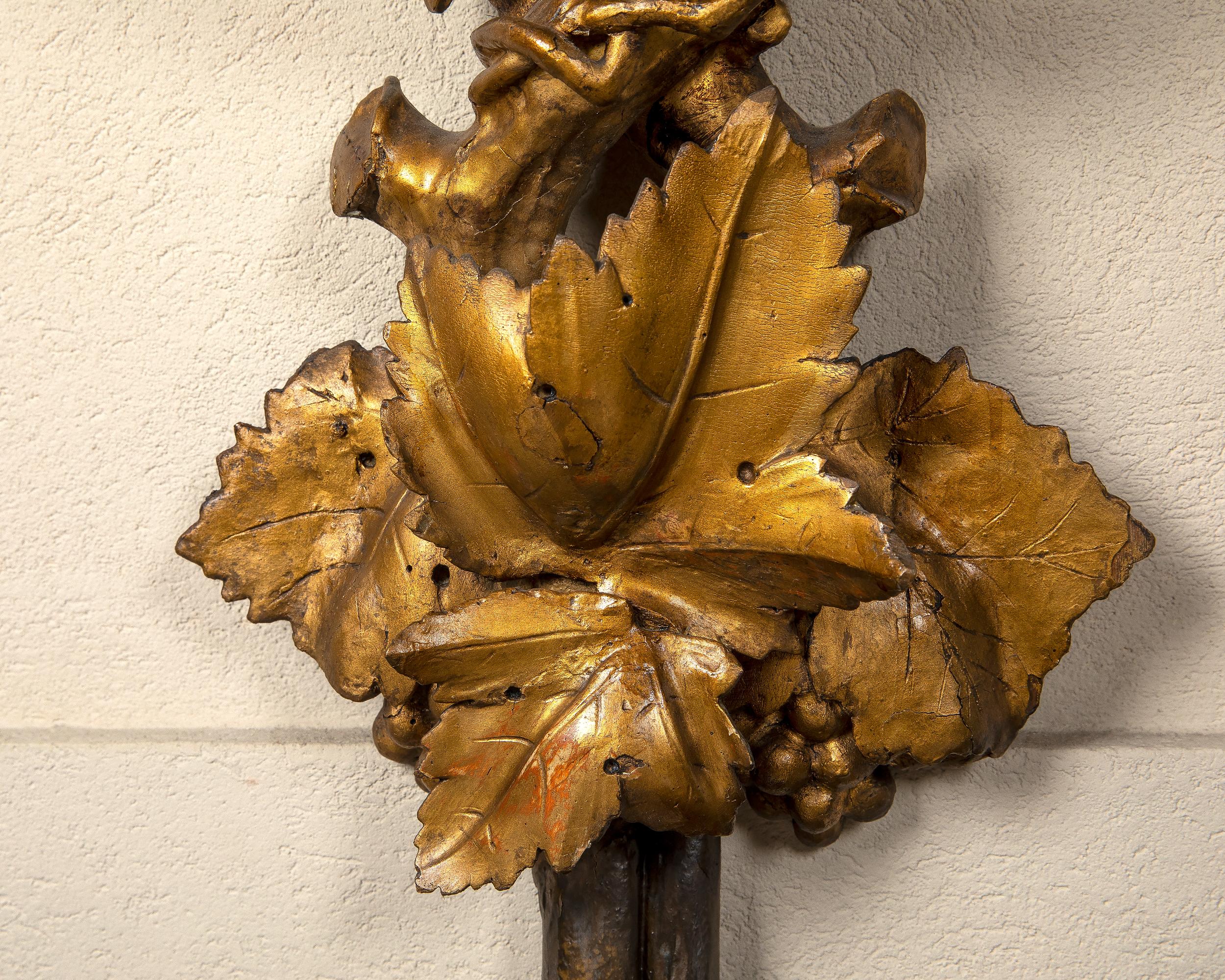 Neoclassical Carved Wood, Gold Leaf and Portoro Marble Console, Italy, Late 19th Century For Sale