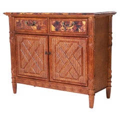Carved Wood, Grasscloth, and Pen Shell Sideboard or Buffet