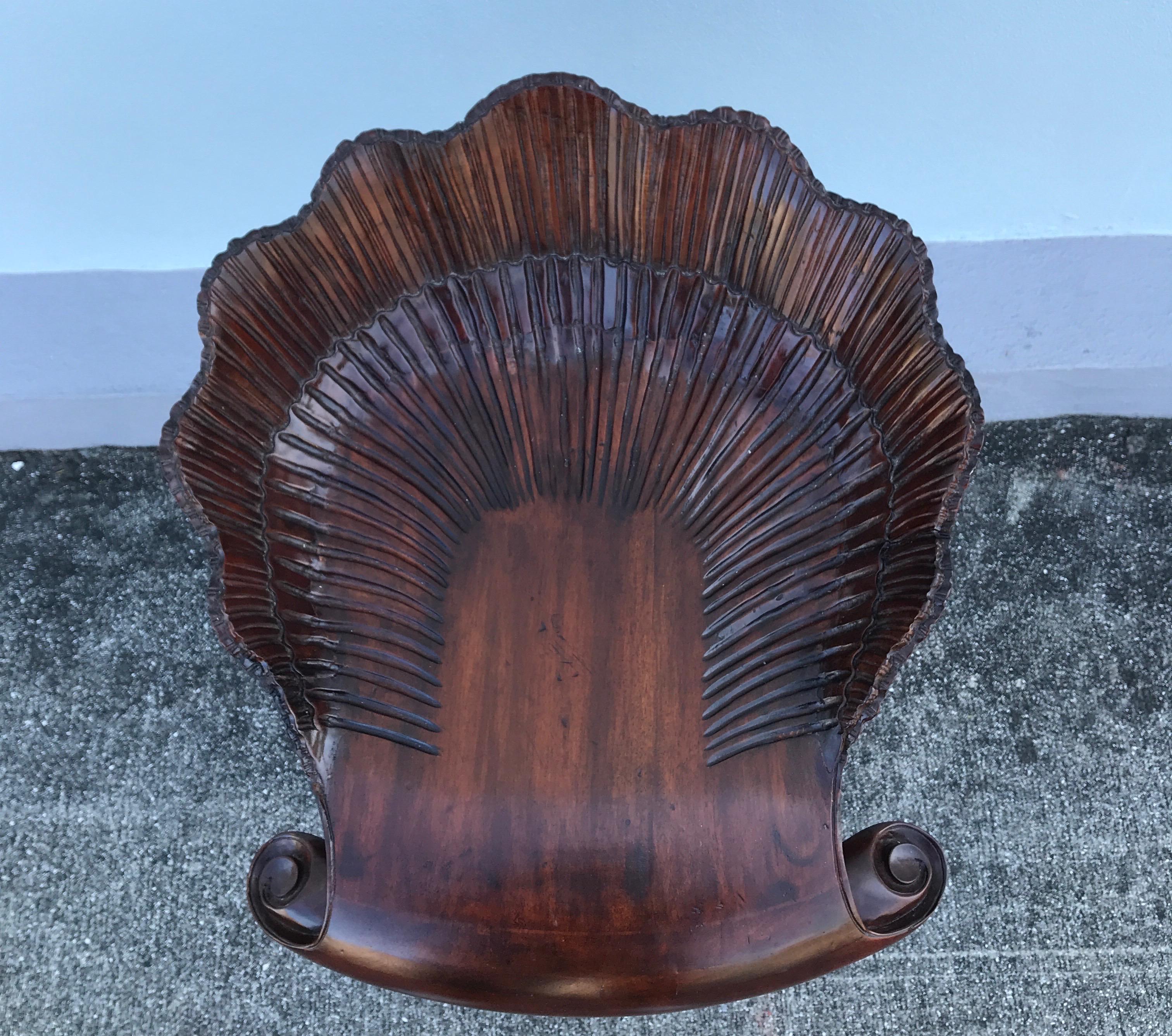 20th Century Carved Wood Grotto Style Shell Stool For Sale