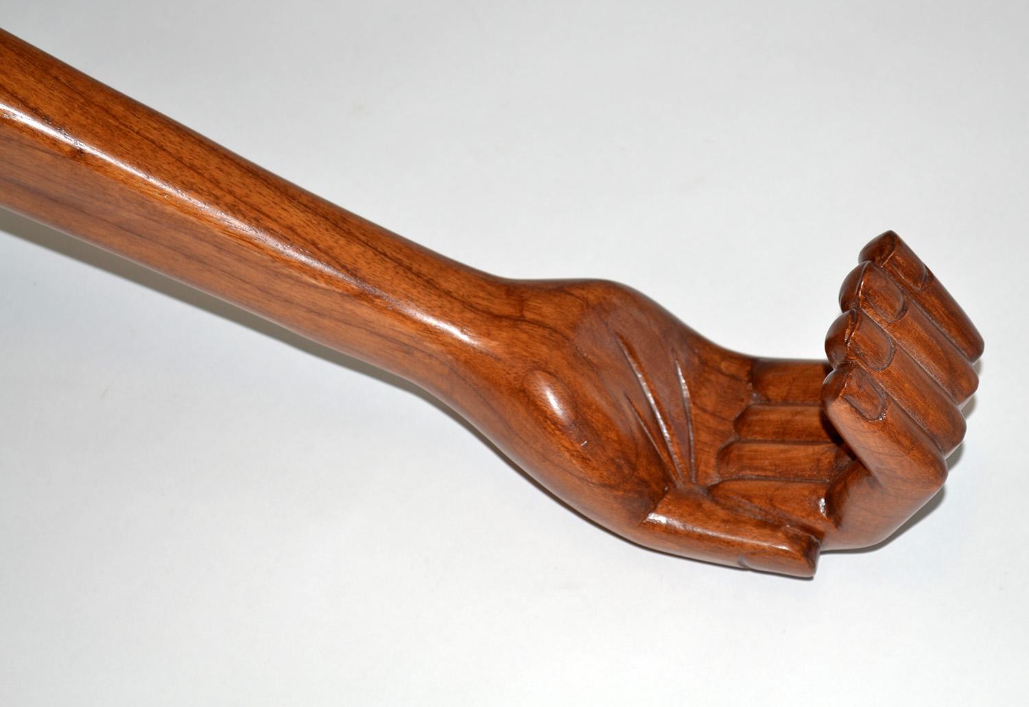 Organic Modern Carved Wood Hand Coat Rack or Hook, 1960s