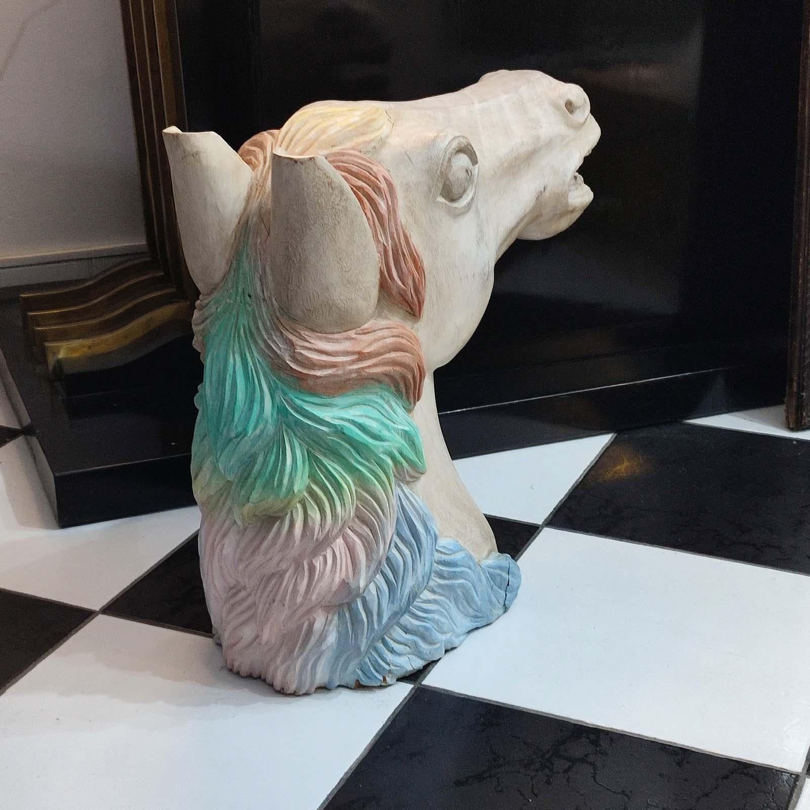 Carved Wood Horse Head For Sale 2