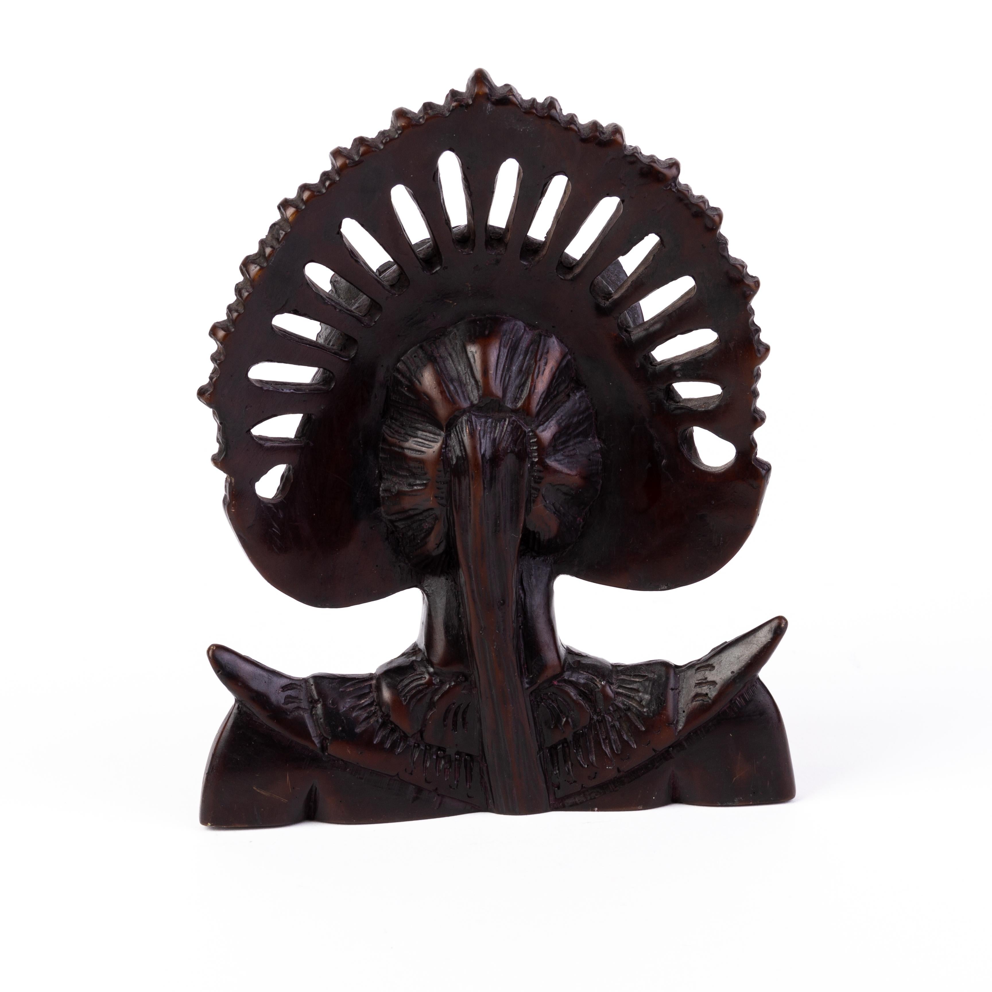 Hand-Carved Carved Wood Indonesian Balinese Bust Sculpture  For Sale