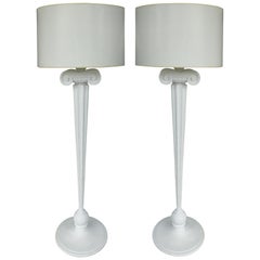 Carved Wood Ionic Column Floor Lamps from the Eden Roc Hotel in Miami Beach